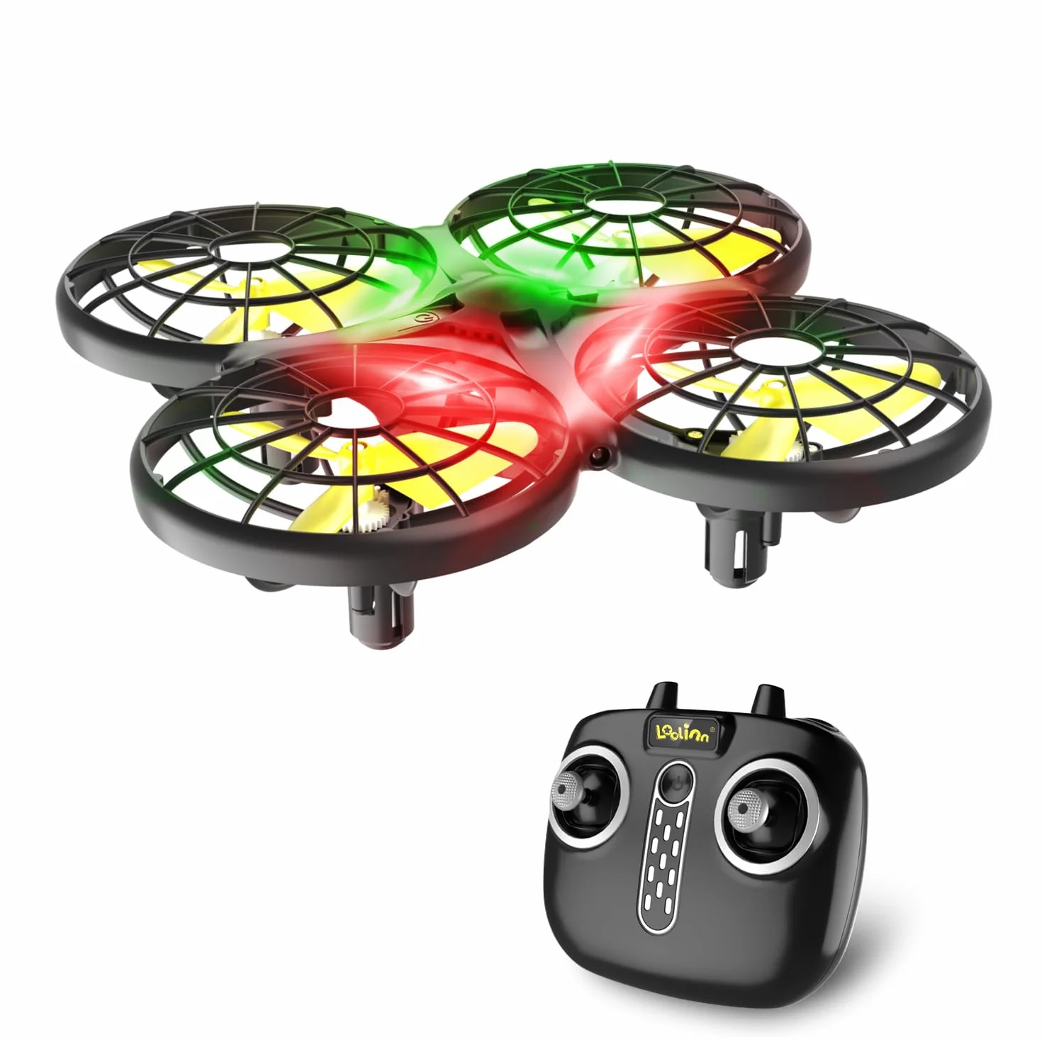Loolinn | Dron dla dzieci - Mini dron, wewnętrzne drony RC z automatyczną technologią zapobiegającą kolizjom/odwrócenie 360° / tryb ręcznie sterowany/w zestawie dwa baterie (Prezent dla dzieci)