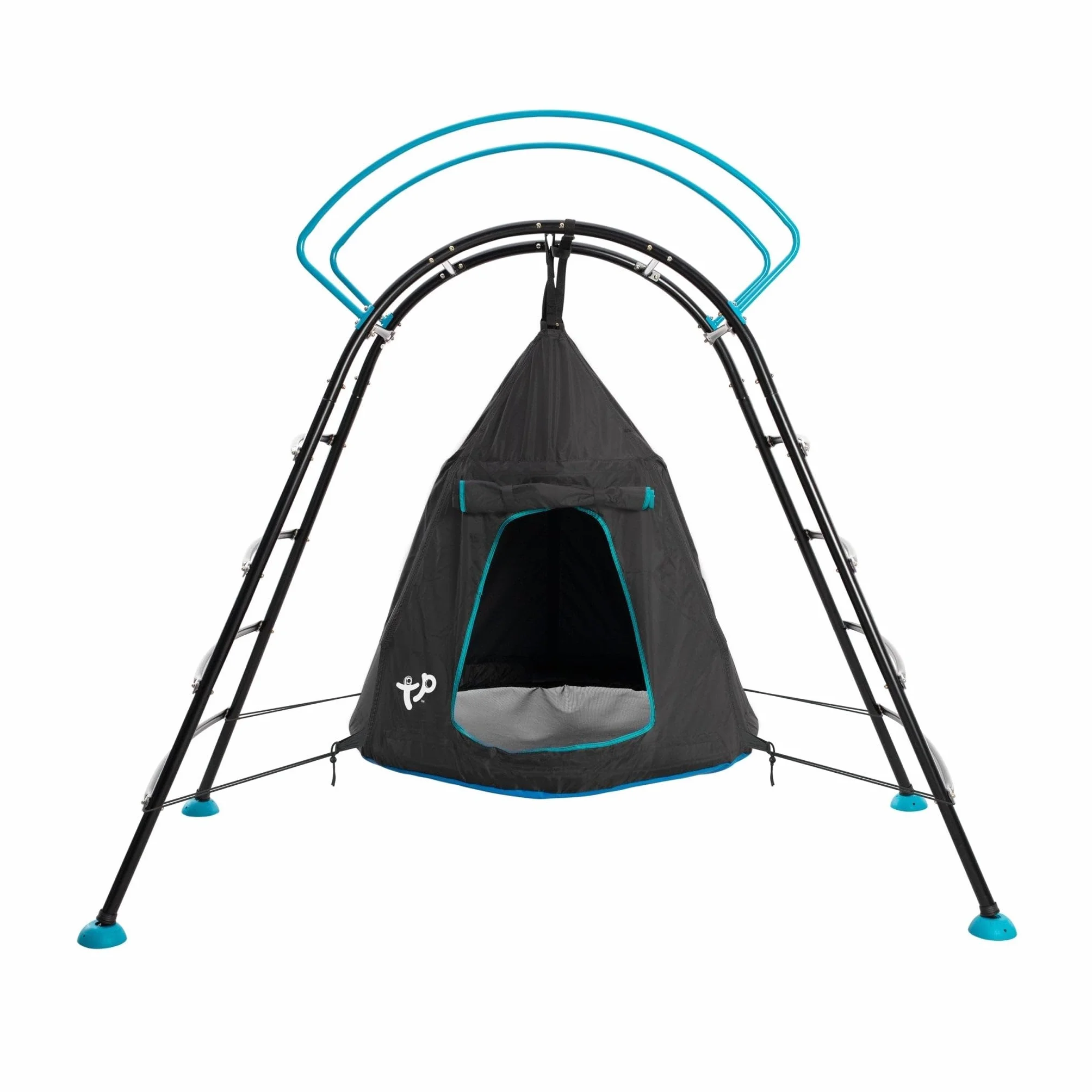 TP Toys TP848 TP Monkey Bar Climber and UFO Hanging Fort Den, siłownia w dżungli, aktywna zabawa na świeżym powietrzu, wiek 3-8 lat, czarny, M