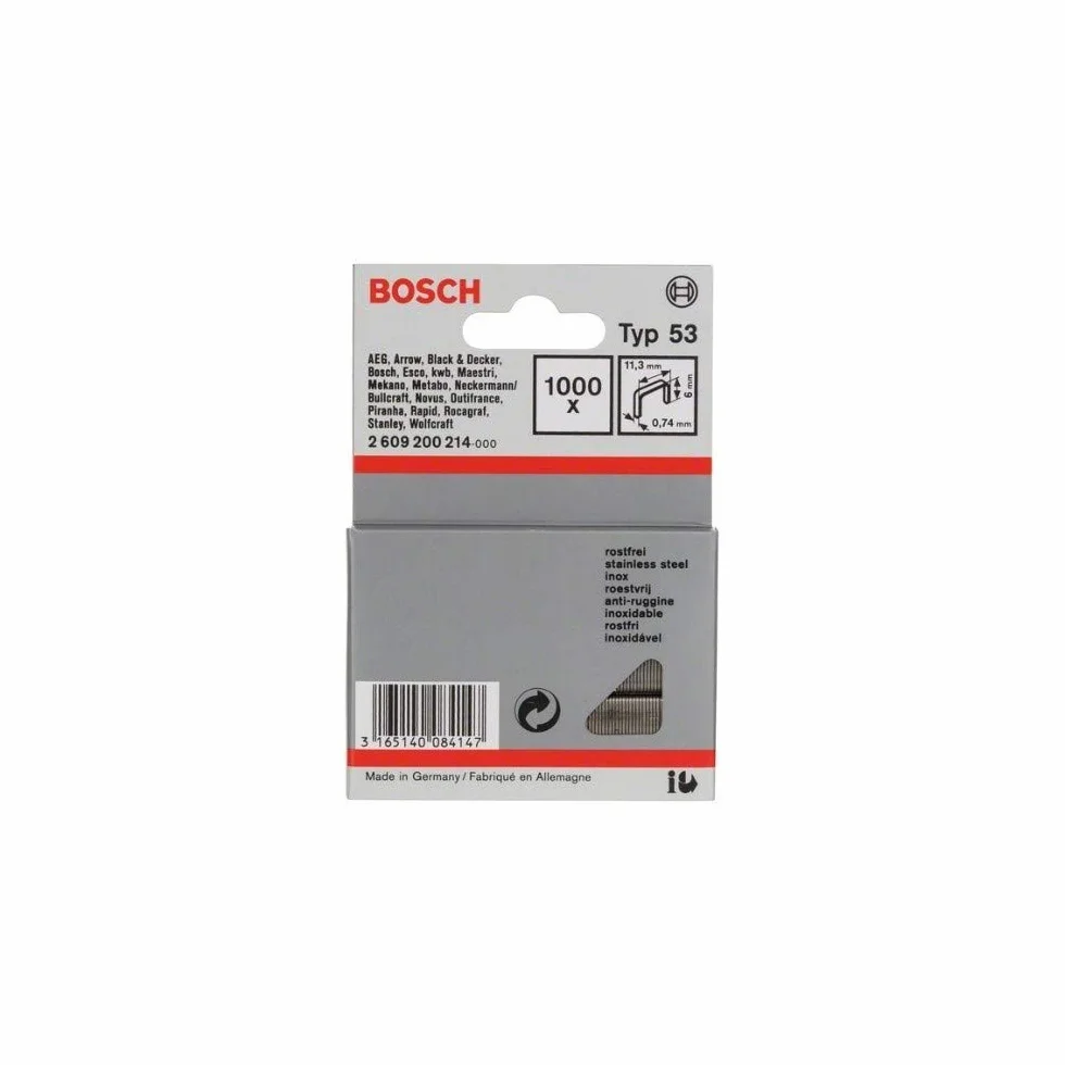 Bosch Accessories 2609200214 Zszywka cienkiego drutu Typ 53 11,4 x 0,74 x 6 mm
