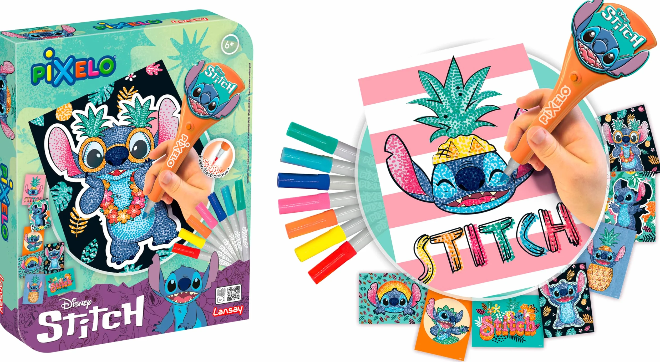 PIXELO - Zestaw Disneya: Stitch - Tworzy piękne kolorowe rysunki w kilka chwil - kreatywna i zabawna aktywność dla dzieci - Kreatywny wypoczynek - Rozwija wyobraźnię - 6+