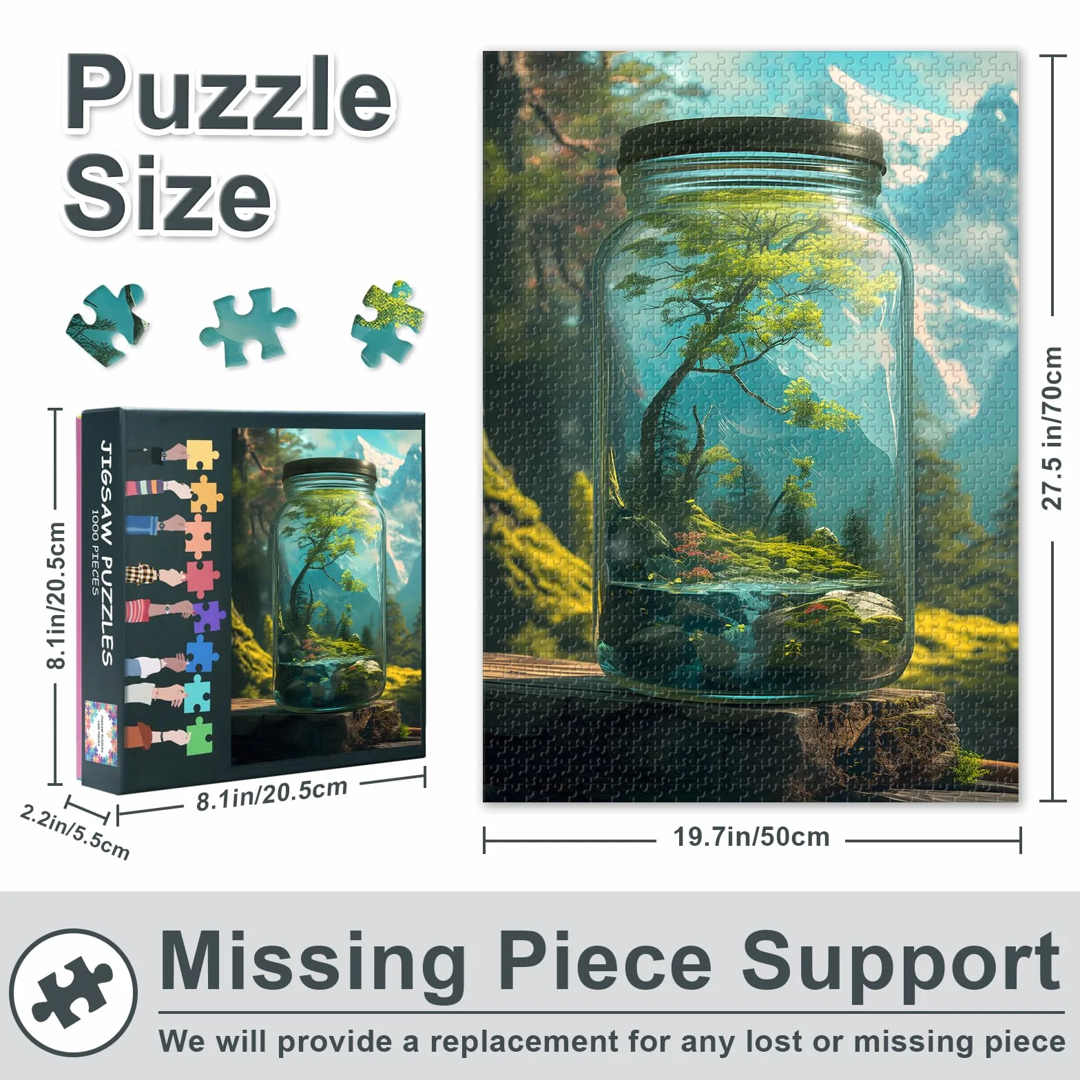 Puzzle sztuka do dekoracji domu, szklane szkło, z widokiem na góry, puzzle, 1000 sztuk dla dorosłych, trudne wyzwania, butelka i krajobraz, puzzle dla dorosłych, prezenty 50 x 70 cm