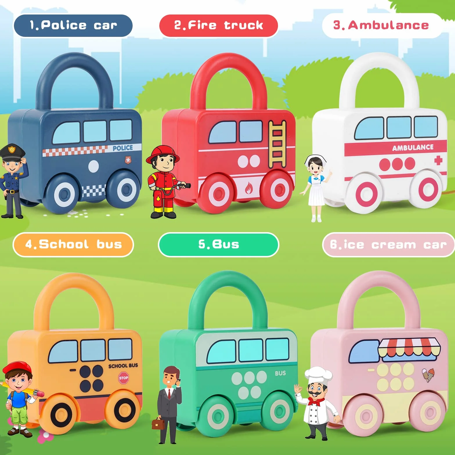Ainiv Toys Auto, przedszkole, nauka wczesnego rozwoju zabawka dla małych dzieci w wieku 2 3 4 lata, motoryka precyzyjna, gra planszowa dla chłopców i dziewczynek, dzieci, prezenty