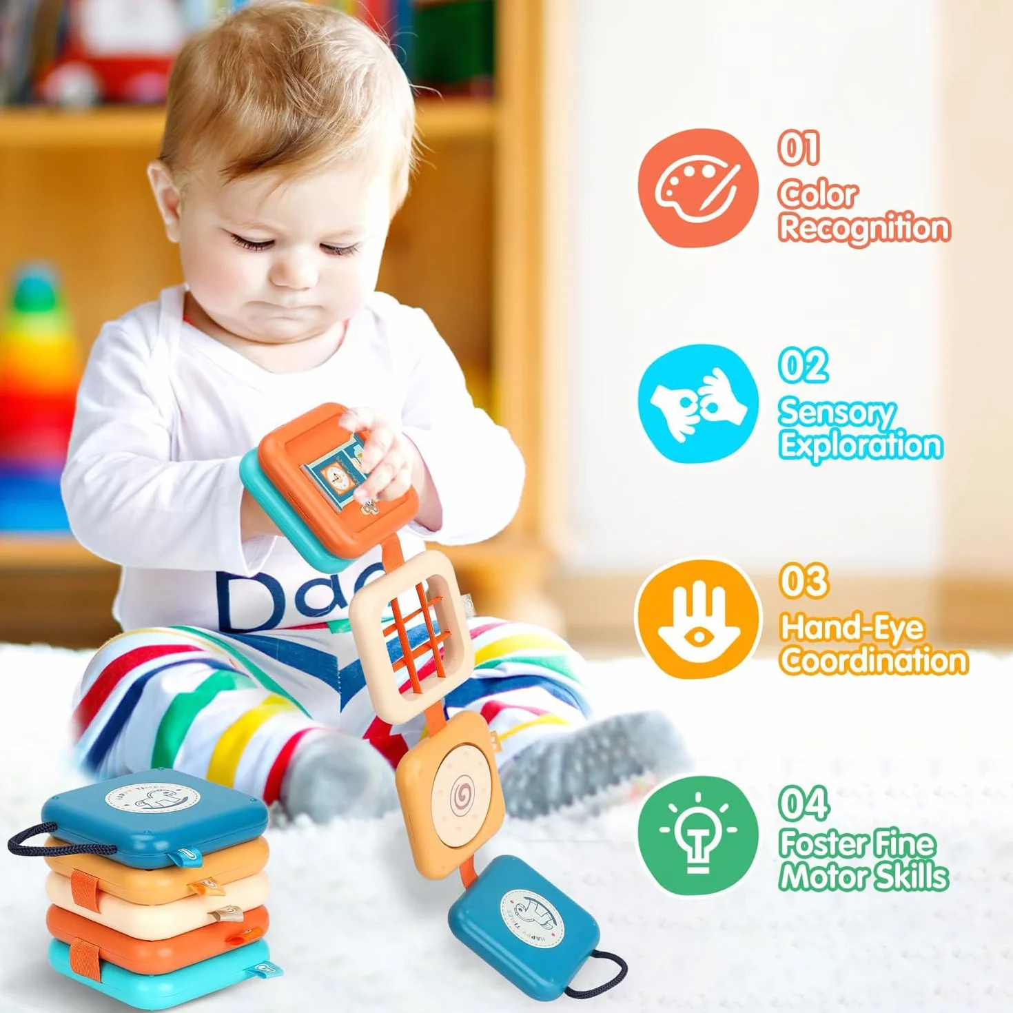 Montessori Zabawka od 1 Roku Życia, Blok Motoryczny, Tablica do Ćwiczeń, Samolot dla Małych Dzieci, Zabawka Sensoryczna dla Niemowląt, Prezent dla Maluchów, Rozwija Motorykę