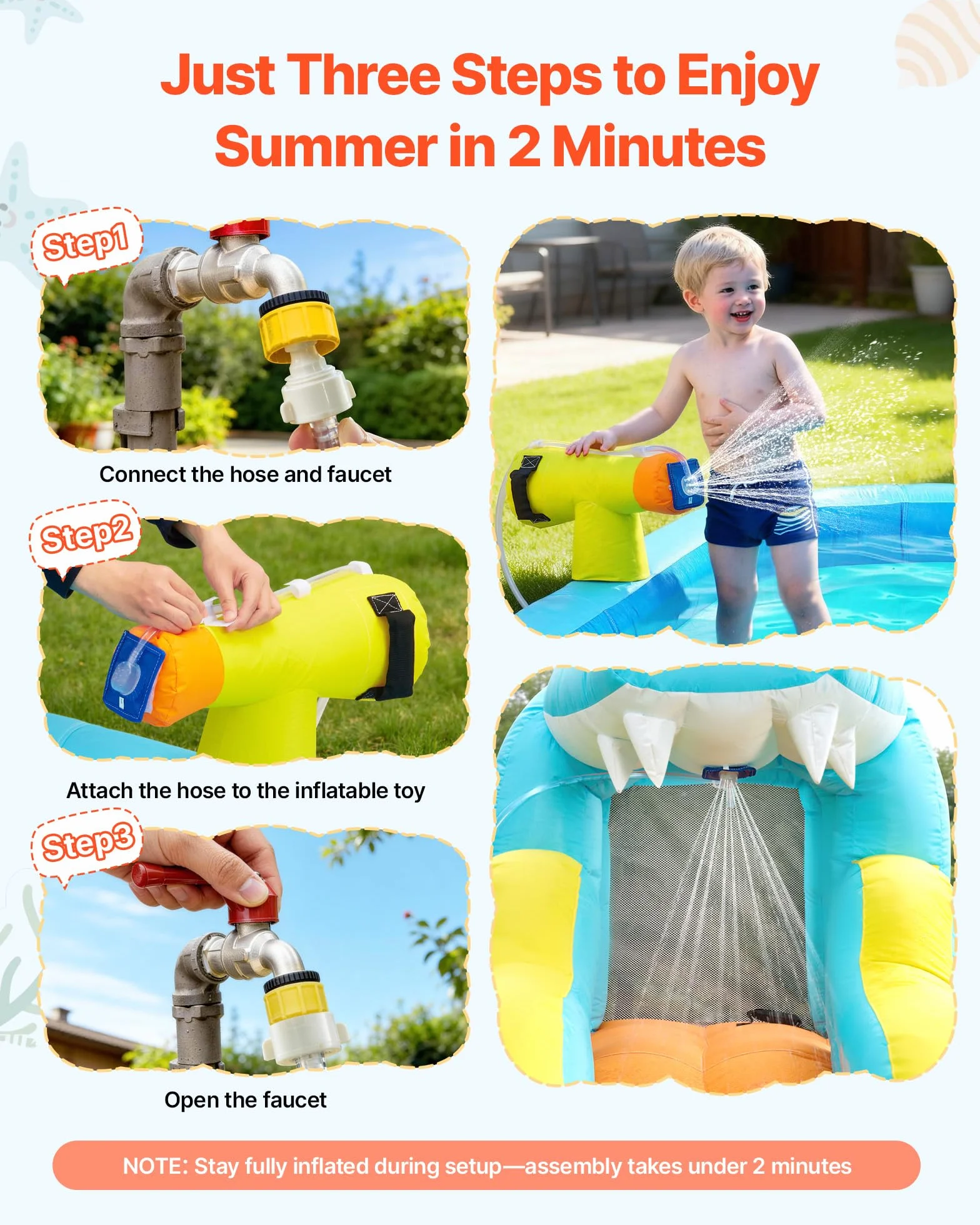 VEVOR Nadmuchiwany zamek dla dzieci park wodny 353 x 400 x 235 cm, dmuchany zamek ze zjeżdżalnią ścianą wspinaczkową pojemność ok. 3-4 dzieci w wieku 3-8 lat, zabawa wodna na zewnątrz