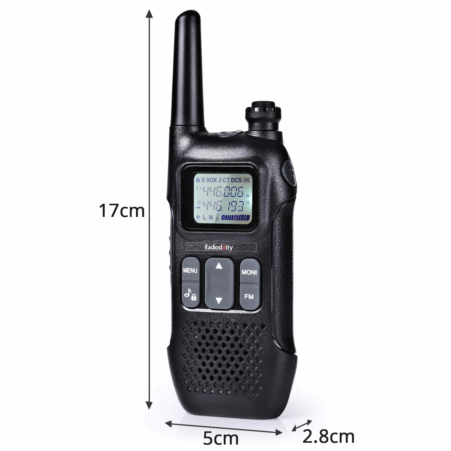 Radioddity PR-T1 PMR446 zestaw 2 krótkofalówek z wyświetlaczem LCD, Walkie Talkie, zasięg 4 km, 16 kanałów, bez licencji, akumulator, do aktywności na świeżym powietrzu, na kemping