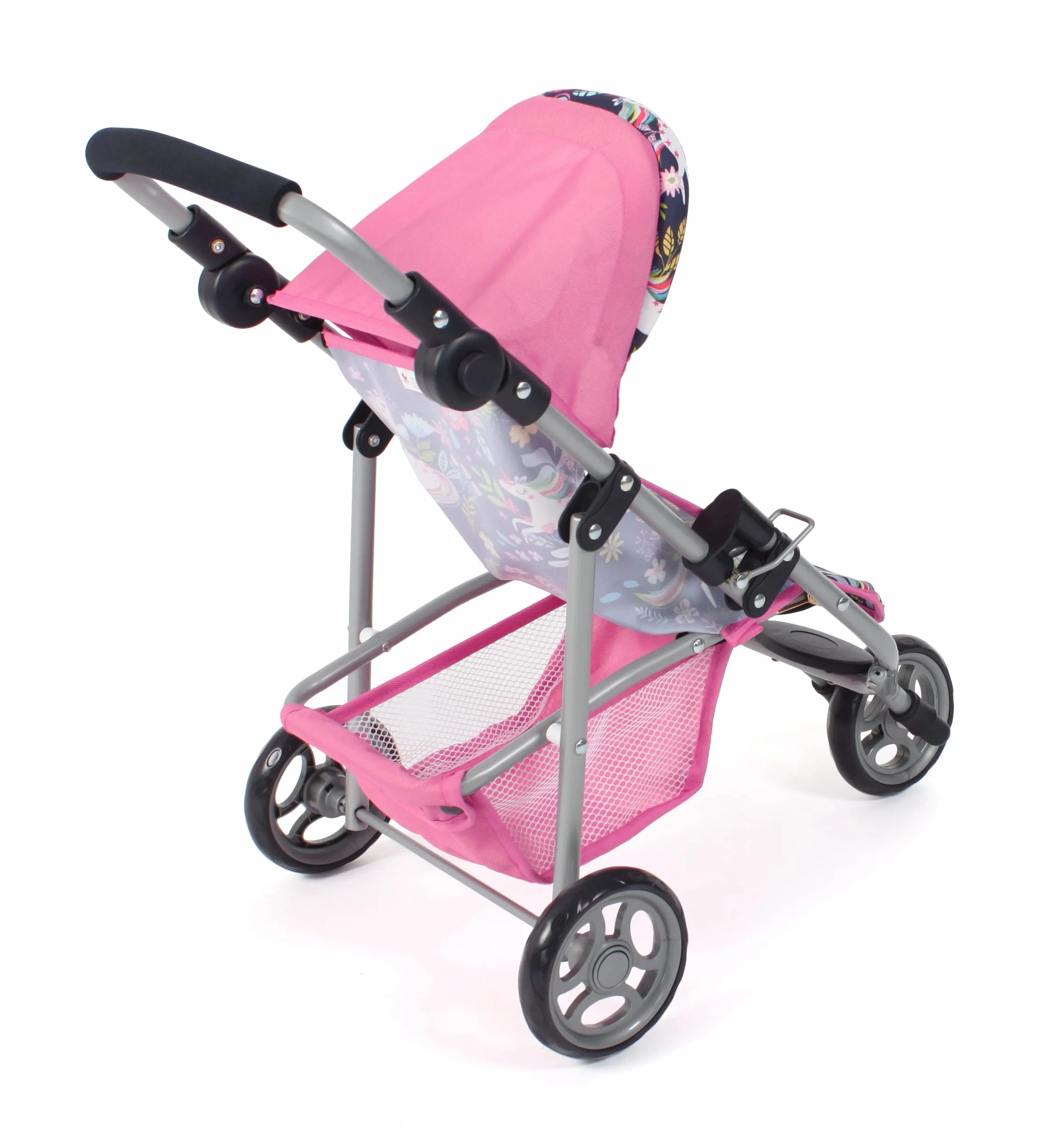 Bayer Chic 2000 - Buggy dla lalek Lola, jogger do biegania, wózek dla lalek, jednorożec, 612-43, granatowy, różowy, 70 x 33 x 62 cm