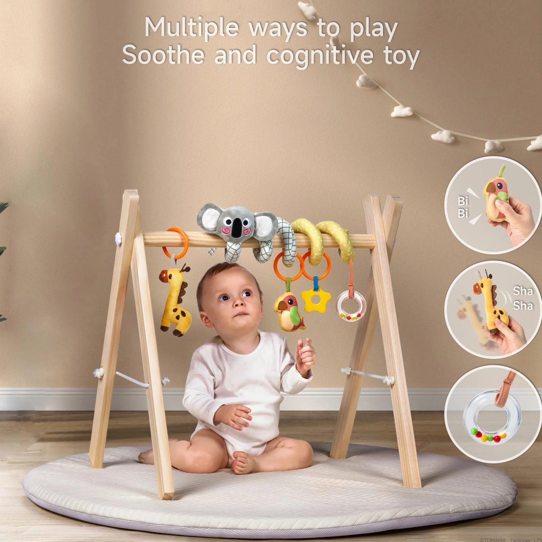Tumama Kids Spiralny wózek dziecięcy dla niemowląt 0-12 miesięcy, fotelik samochodowy dla niemowląt, miękkie wiszące zabawki, sensoryczna wczesna edukacja, wózek dziecięcy