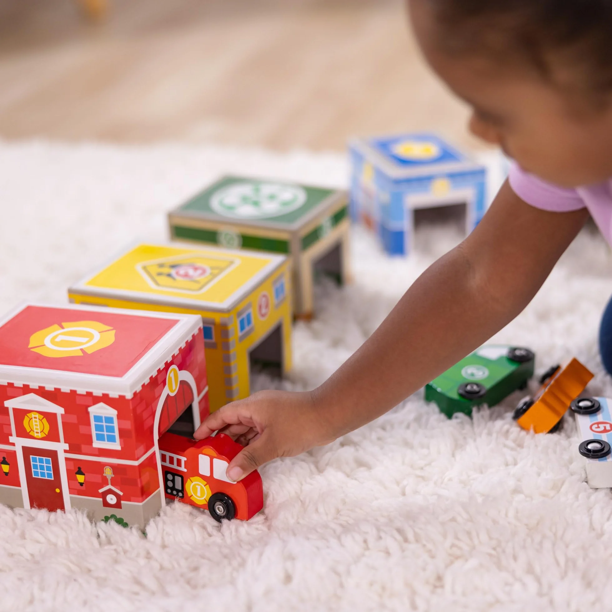 Melissa & Doug Nesting & Sorting Buildings & Vehicles, Wooden Toy & Trains, Trucks & Vehicles, 2+, Gift for Boy or Girl