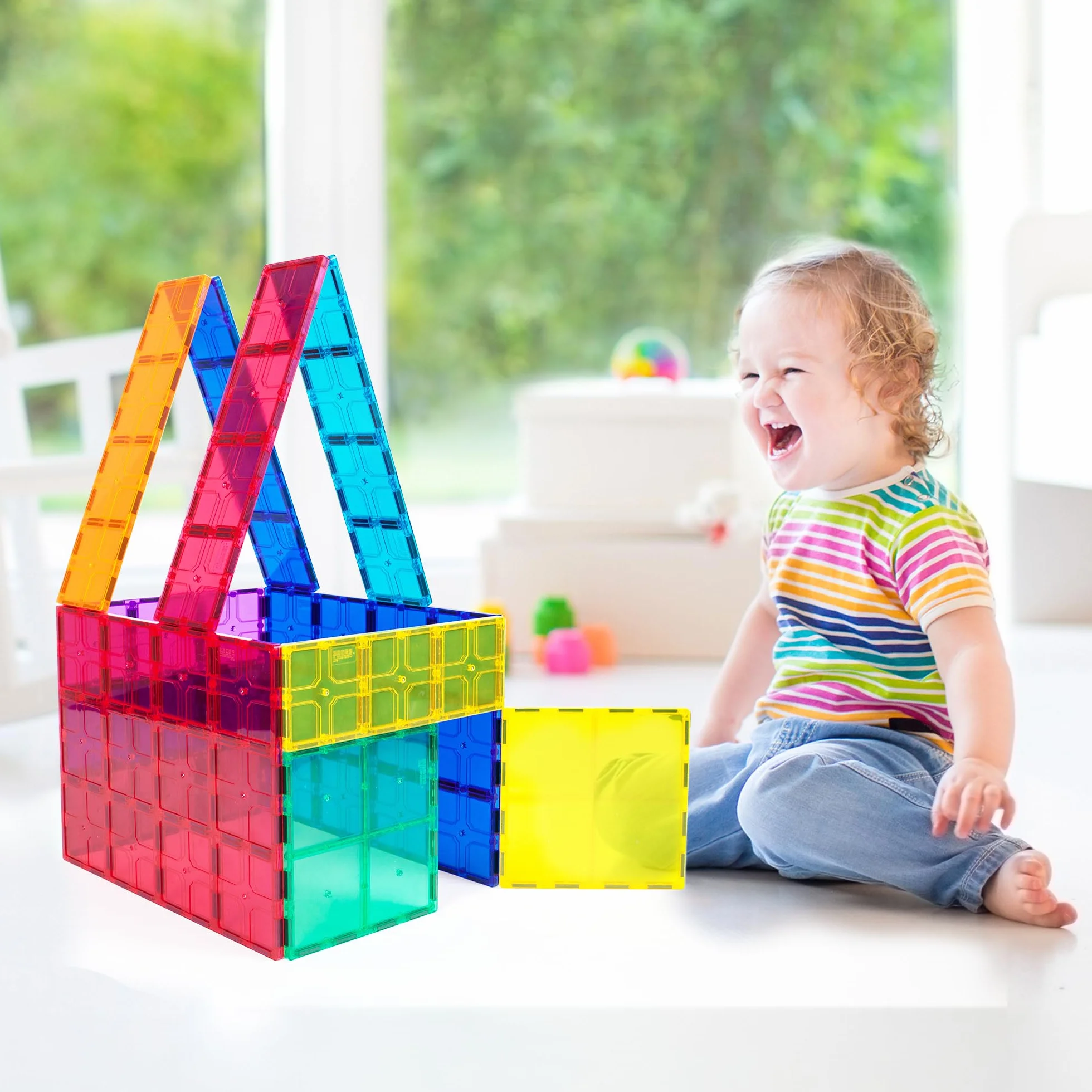 PicassoTiles Magnetyczne klocki budowlane 12 szt. Zestaw edukacyjny STEM Duża podstawa Jumbo XL