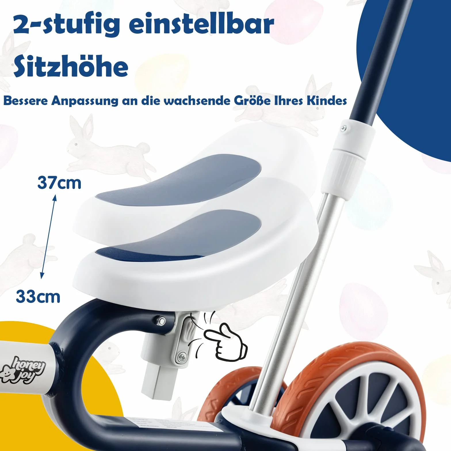 GOPLUS Wielofunkcyjny rower trójkołowy 4 w 1, dla małych dzieci, z regulowanym uchwytem do pchania, 2-stopniowa wysokość siedziska i odwracalna kierownica, rower biegowy dla chłopców i dziewczynek (niebieski)