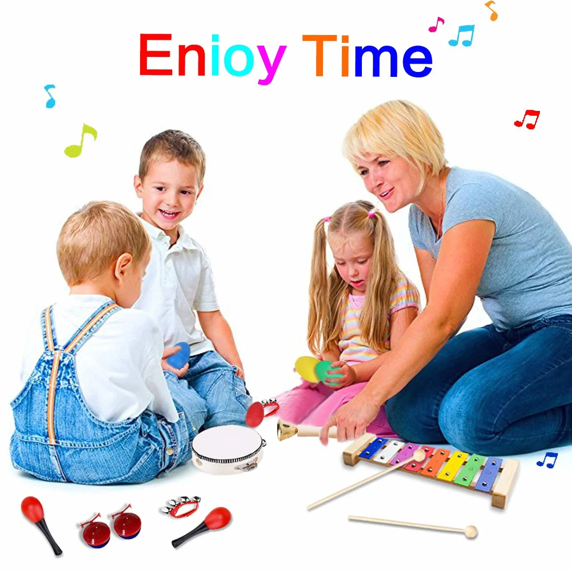 Instrumenty muzyczne dla dzieci, 24 sztuki, drewniane zabawki, instrumenty perkusyjne, zestaw dla małych dzieci i niemowląt, zabawka muzyczna, prezenty, ksylofon, instrumenty perkusyjne w
