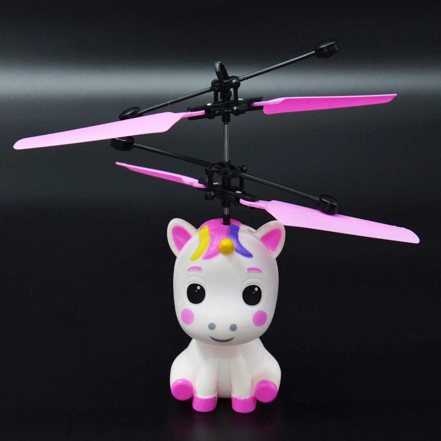 Kögler 54517 Mini ulotka jednorożca z pilotem i kablem USB, latający jednorożec z efektem LED i śmigłem, sterowana ręcznie, dziewczynka od 6 lat