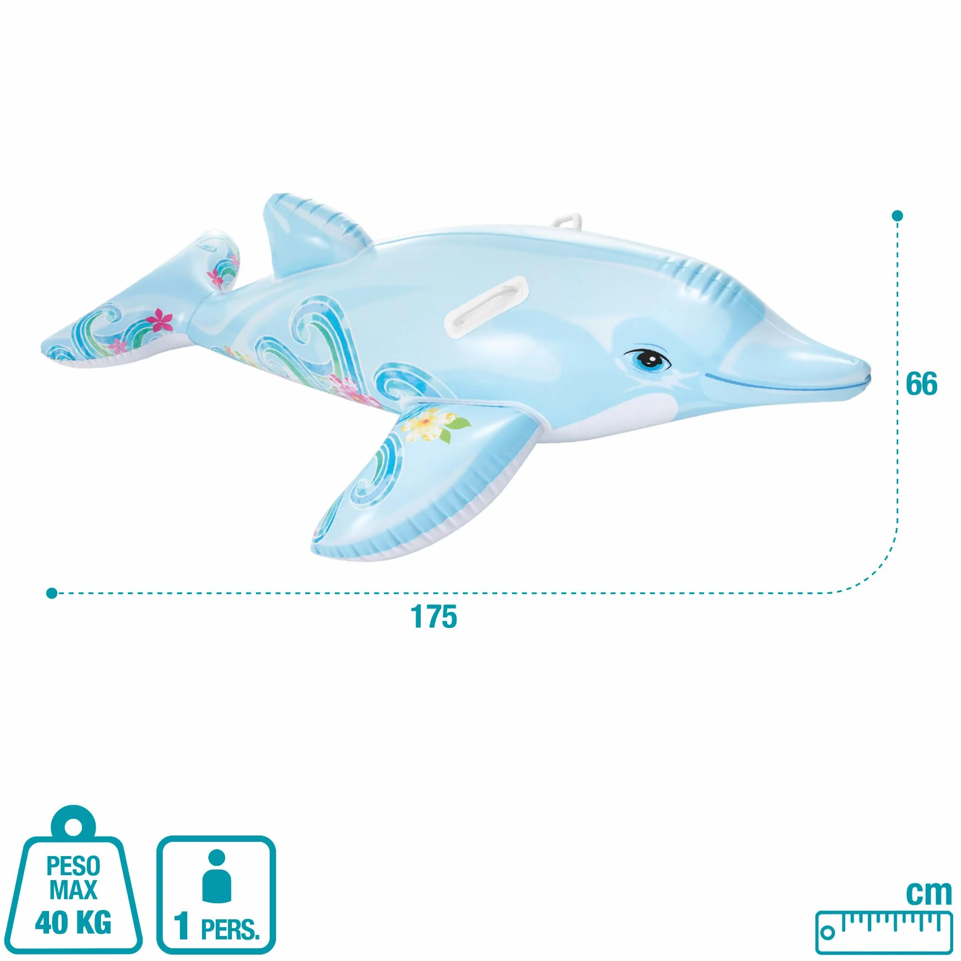 Intex 58535NP 58001 Delfin, niebieski, 1,75 m x 66 cm / 69 x 26 cm