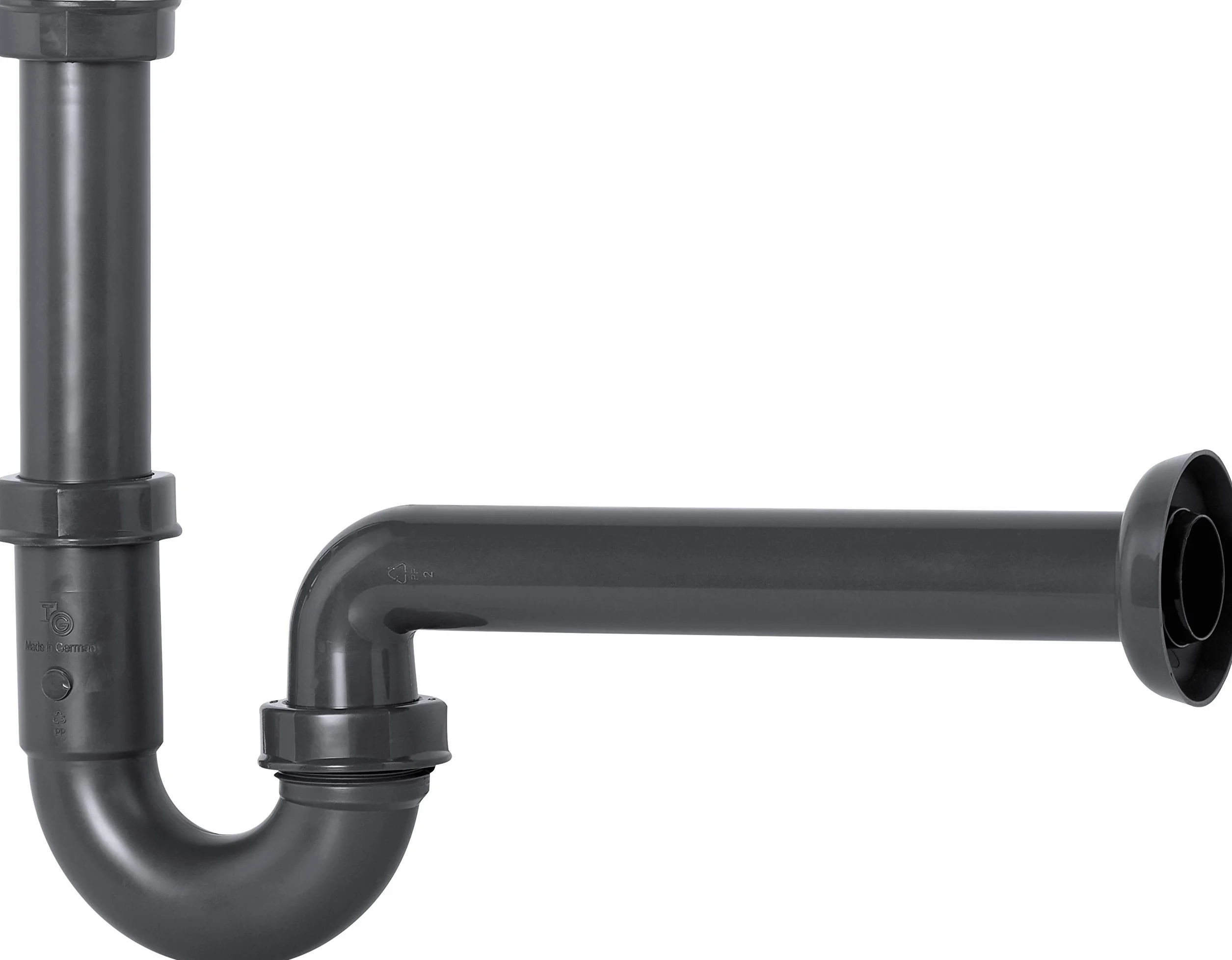 Cornat Rezyklat syfon rurowy do umywalek - 1 1/4 cala x 32 mm - wyprodukowany z tworzyw sztucznych pochodzących z recyklingu - Made in Germany Jakość/Syfon/Połączenie odpływowe / T317406R