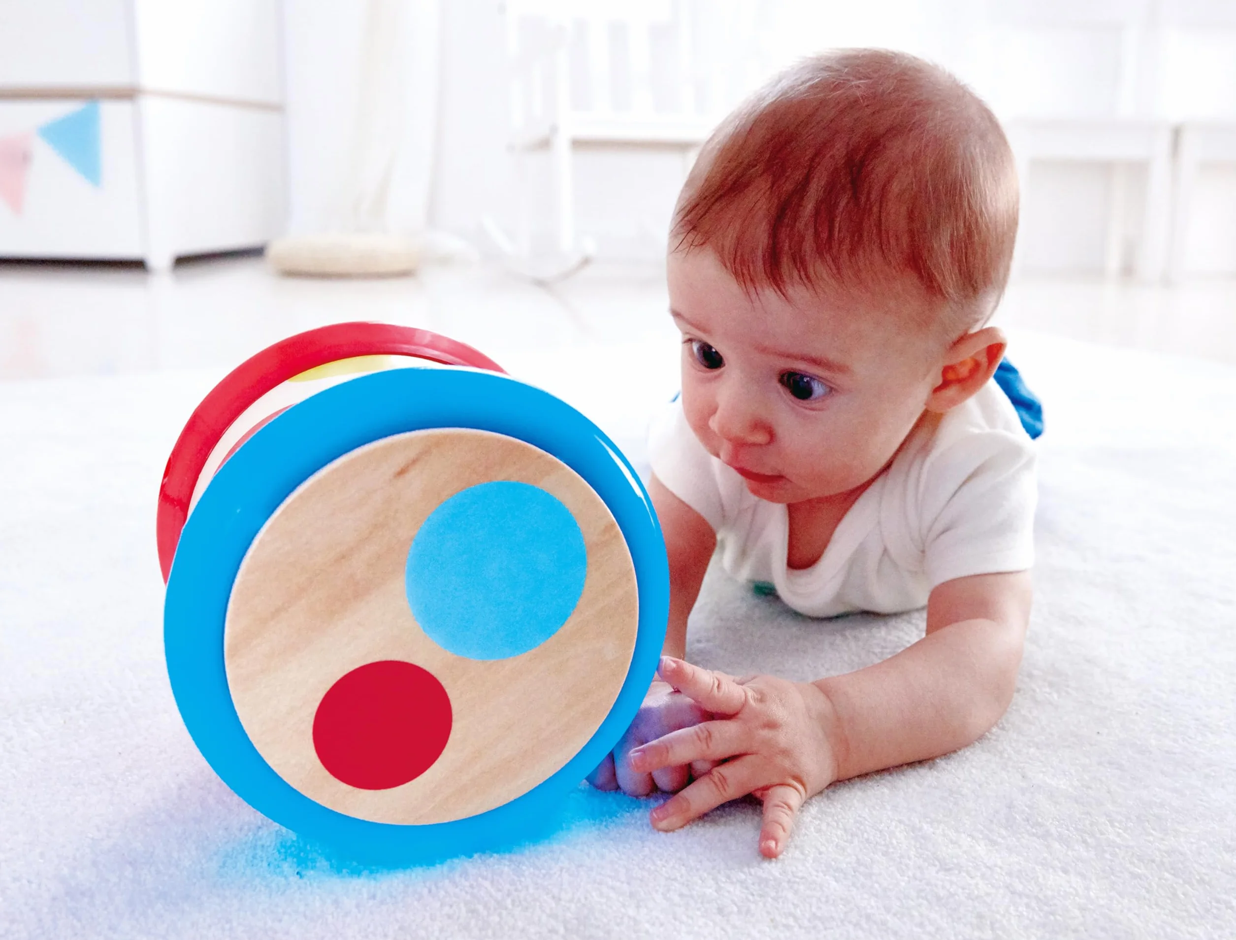 Hape Baby Drum Musical Instrument Toy for Toddlers Rhythm Sound Learning Battery Powered