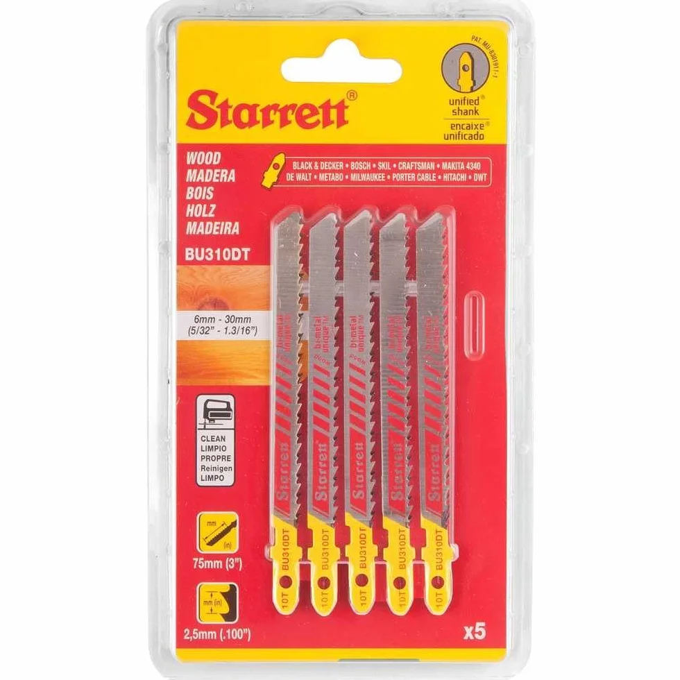 Starrett BU310DT brzeszczot do cięcia drewna, 10 zębów na cal, opakowanie 5 szt.