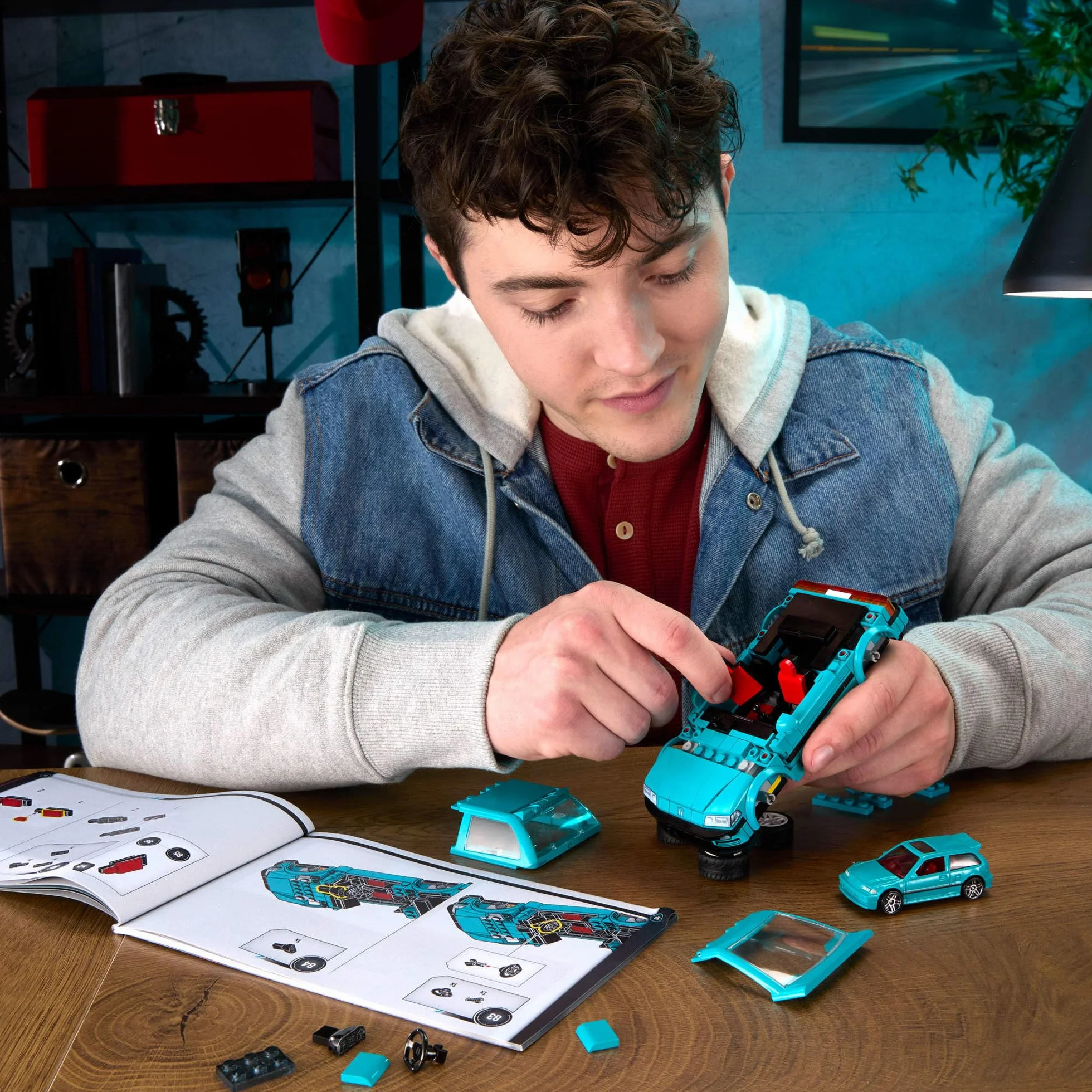 Mattel Brick Shop Klocki Hot Wheels Speed Series Custom ’90 Honda Civic EF Samochód do zbudowania, 248 elementów, zestaw konstrukcyjny dla dorosłych kolekcjonerów i dla dzieci od 10 roku życia, JHF62