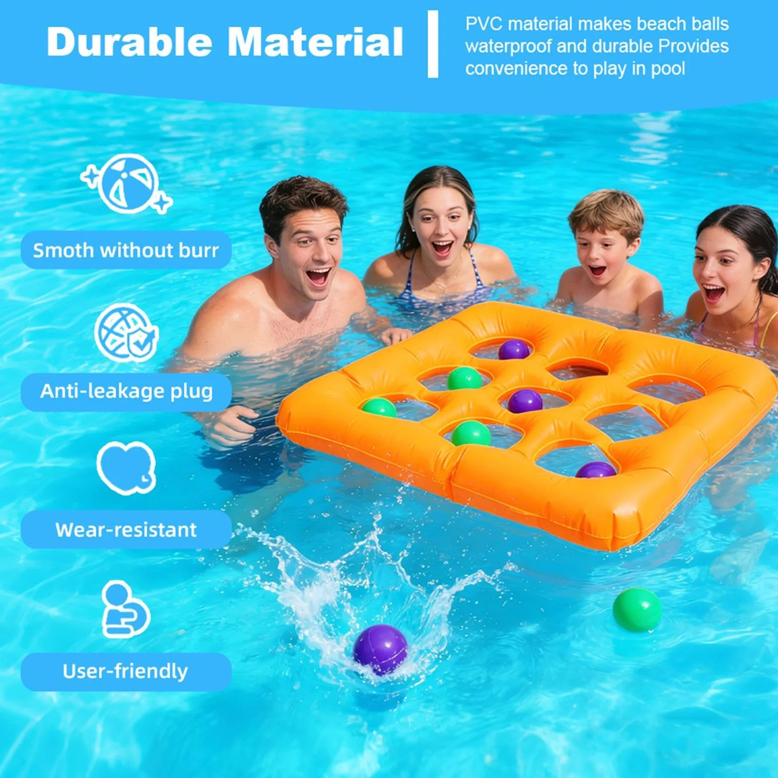 Nadmuchiwane gry w basenie - Ball Play Floats, kolorowe pływające zabawki z odpornymi komorami powietrznymi i łatwą konstrukcją dla rodziny, przyjaciół, nastolatków w domu, na podróż i na podwórku