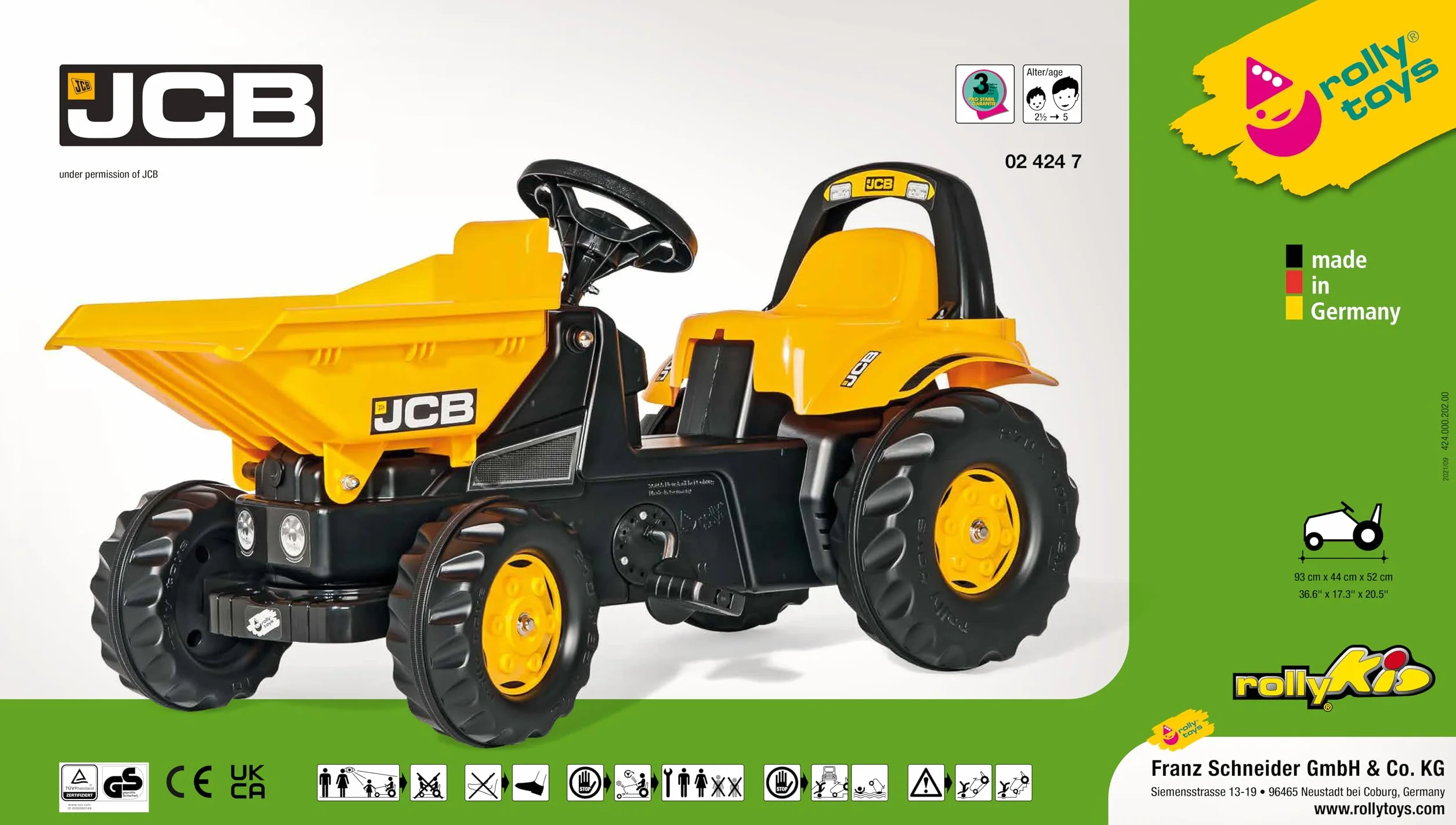 Rolly Toys JCB Dumper, żółty, 93 x 44 x 52 cm