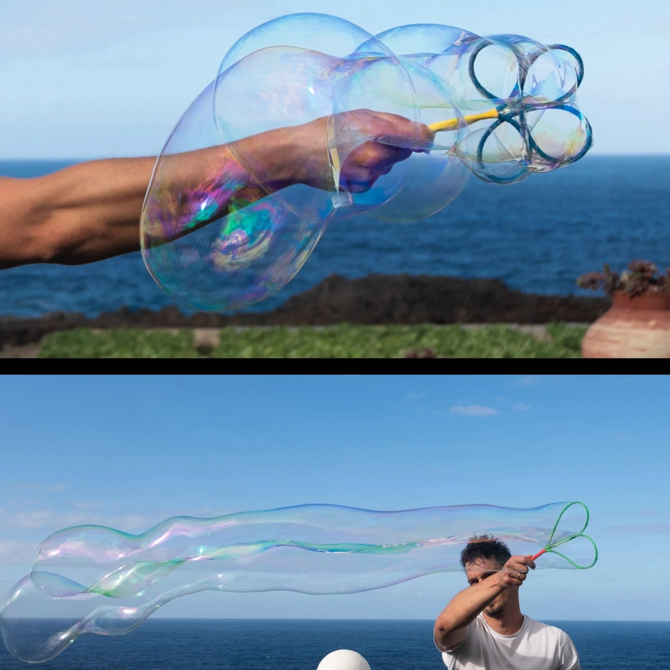 Bubble Brothers Zestaw baniek mydlanych, 5 sztuk, pałeczki do baniek mydlanych i płyn do baniek mydlanych, 5 l, roztwór do baniek mydlanych, stabilne bańki mydlane, butelka do