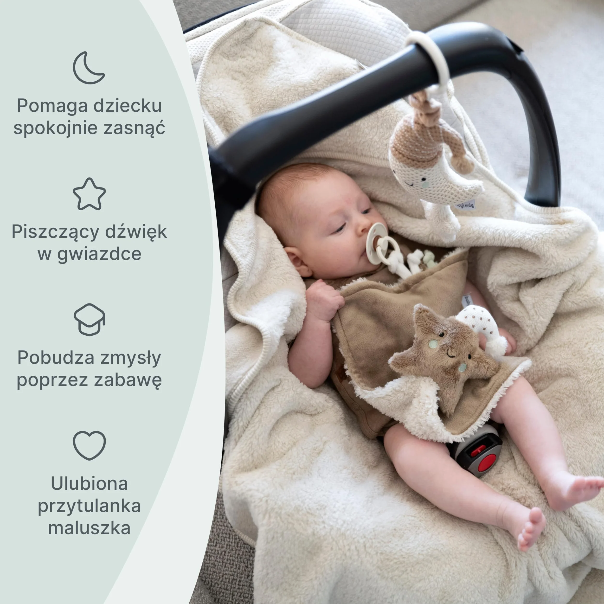 Baby's Only - Przytulanka Heaven - Kocyk Przytulny dla Niemowląt - Ściereczka na Smoczek - Pluszowa Zabawka w Kształcie Gwiazdki - Kocyk Miękki dla Chłopców i Dziewczynek - Clay/Warm Linen