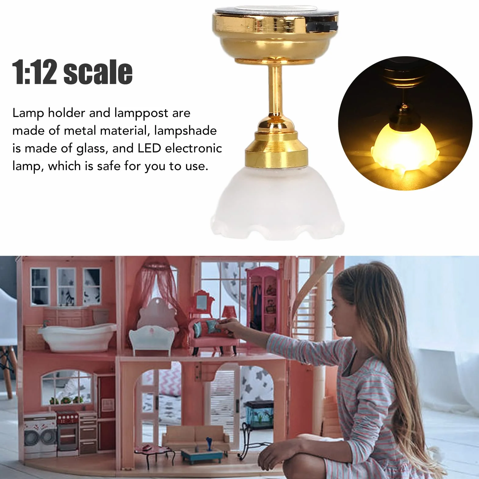 Miniaturowa Lampa Sufitow, Lampa do Domku dla Lalek z Oświetleniem LED, Oświetlenie do Domku dla Lalek na Baterie, Zestaw do Samodzielnego Montażu Miniaturowego Domku dla Lalek