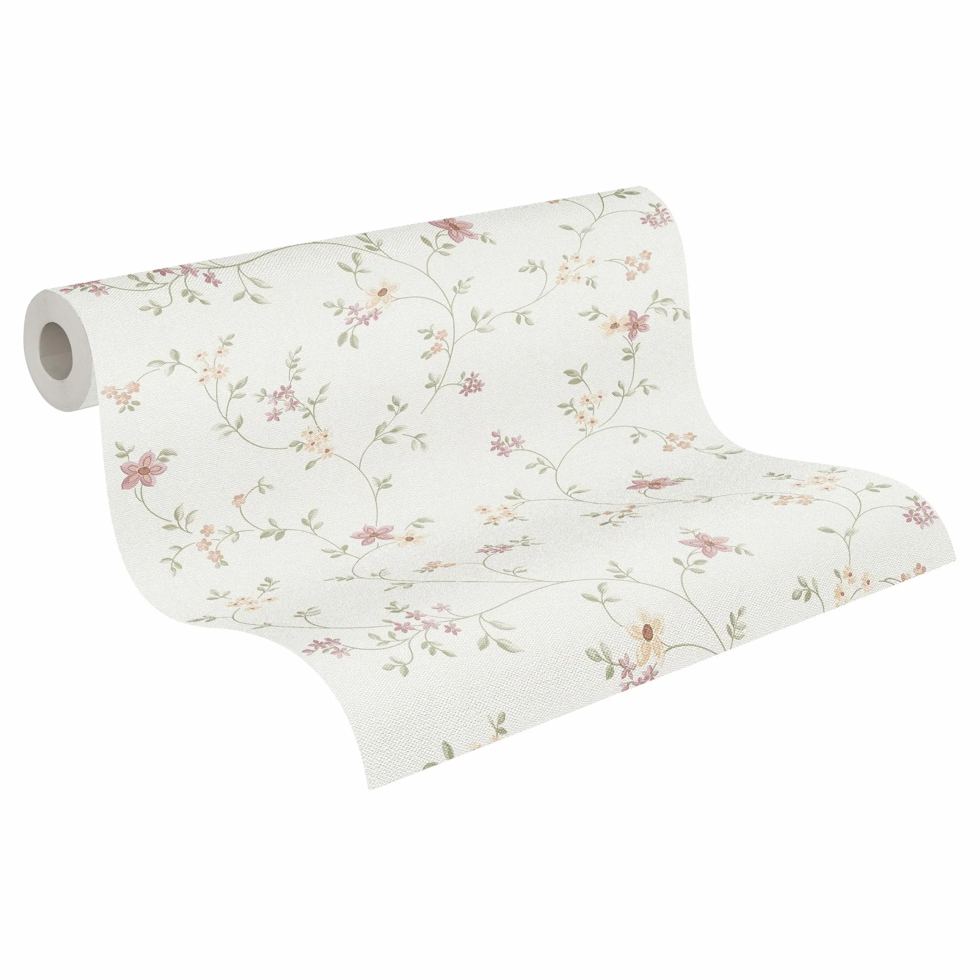 A.S. Création tapeta na fizelinie - tapeta kwiatowa w wielu kolorach, zielona i kremowa - tapeta na fizelinie do różnych pomieszczeń - tapeta ścienna o wymiarach 10,05 m x 0,53 m