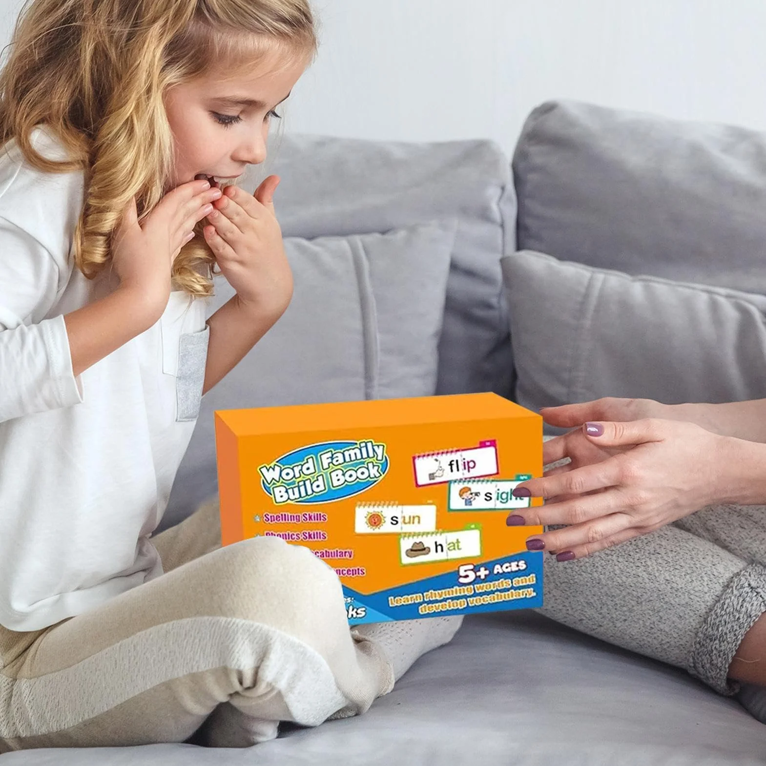 Read and Rhyme Book, Activity Word Family Build Book, 9.84x6.69in Learn to Read Phonics, Letter Sounds with Sight Words for Kids and Early Preschool Educational Games