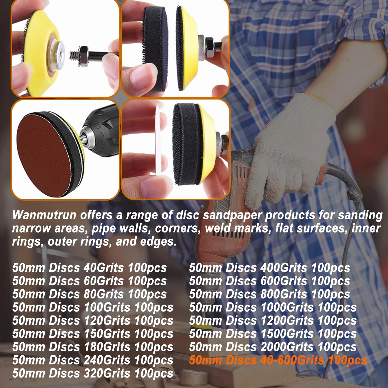 100 sztuk papieru ściernego na rzep 50 mm ziarnistość 40 60 80 120 150 180 240 320 400 600 nadają się do mini polerek