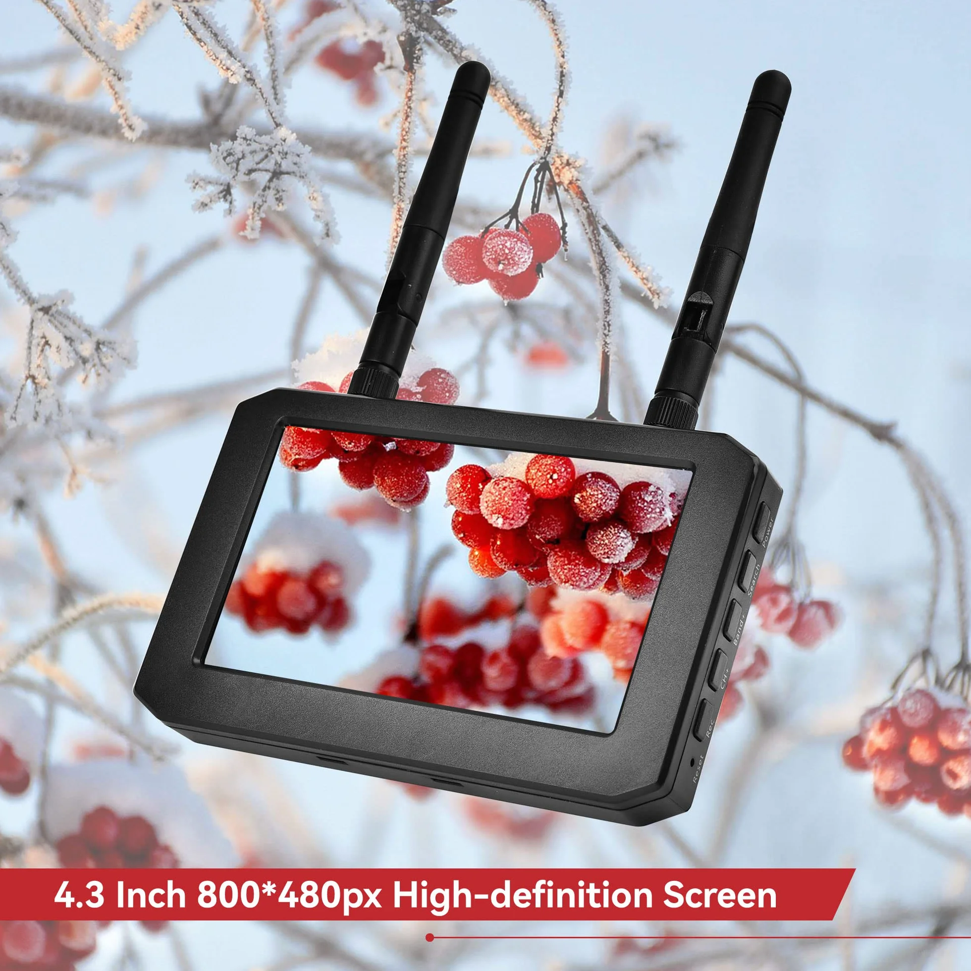 Monitor FPV - wyświetlacz 5,8 GHz 4,3 cala z odbiornikiem DVR 40CH, ekranem IPS, wbudowaną baterią do drona RC Hobby FPV, samochodu, gogle