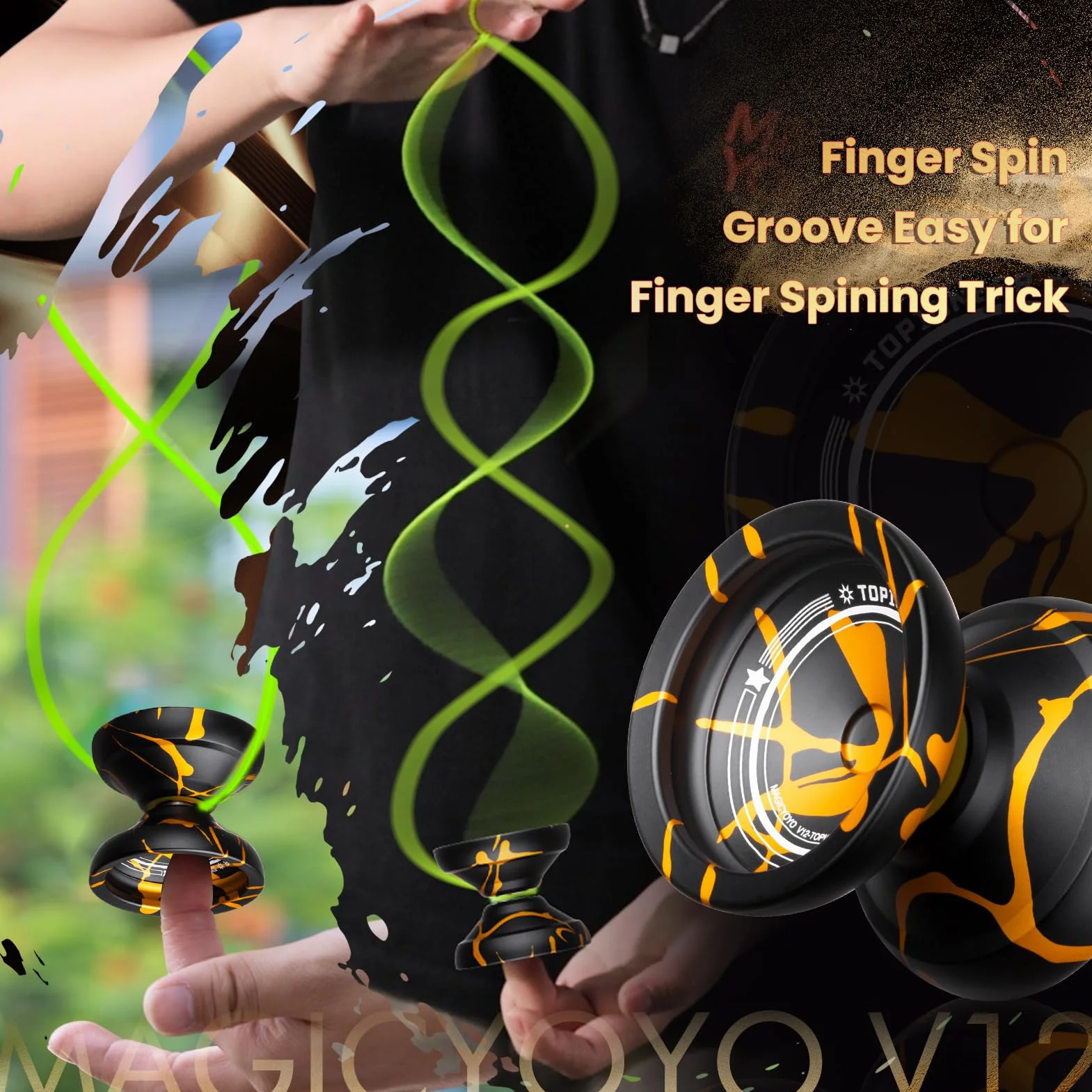 MAGICYOYO V12 Profi JoJo Spin Yoyo dla początkujących i zaawansowanych, podwójny metalowy JoJo responsywny i niereagowalny, wytrzymały stop aluminium Trick-JoJo, w zestawie zestaw Yoyo