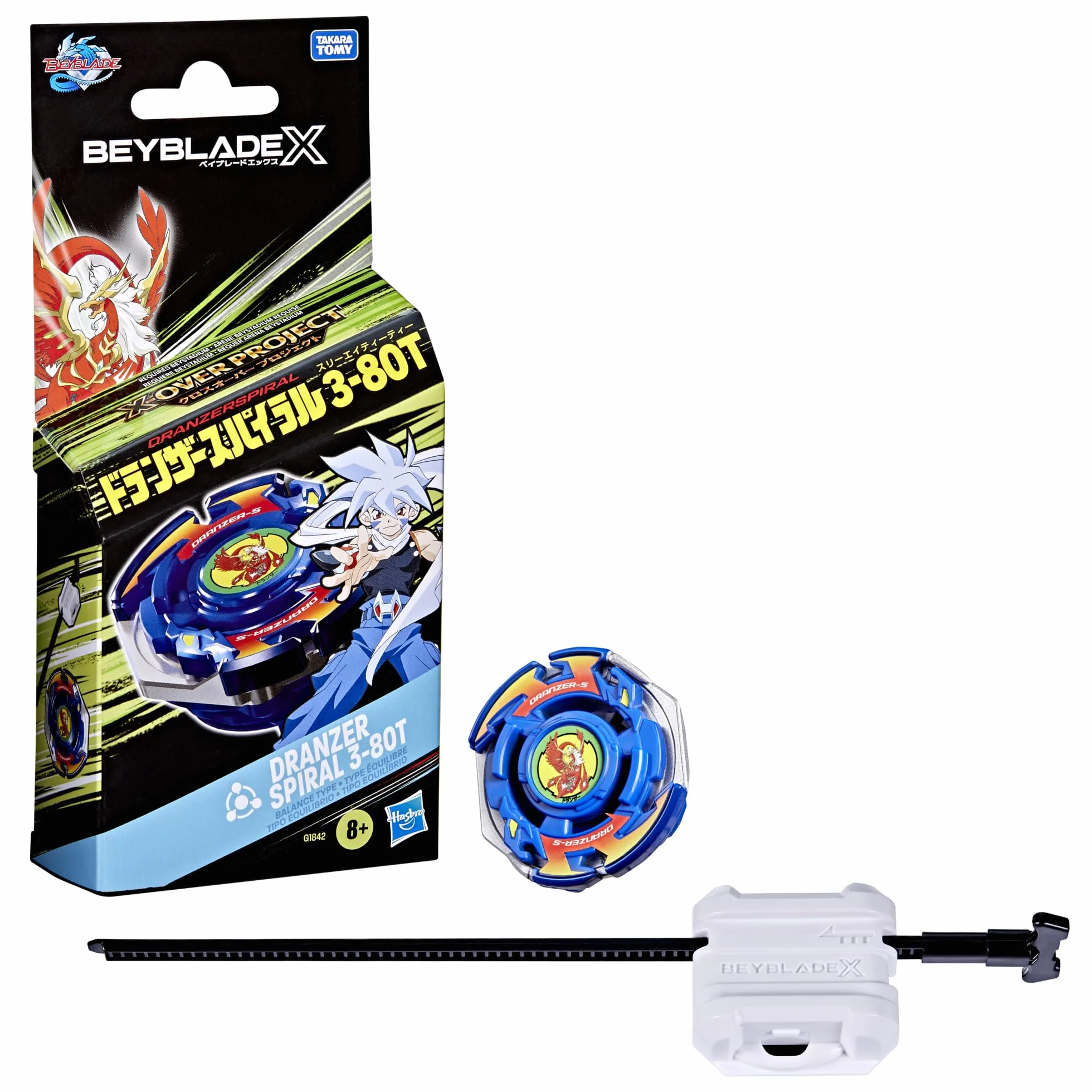 Pakiet startowy Beyblade X X-Over Project Dranzer Spiral 3-80T z bączkiem i wyrzutnią