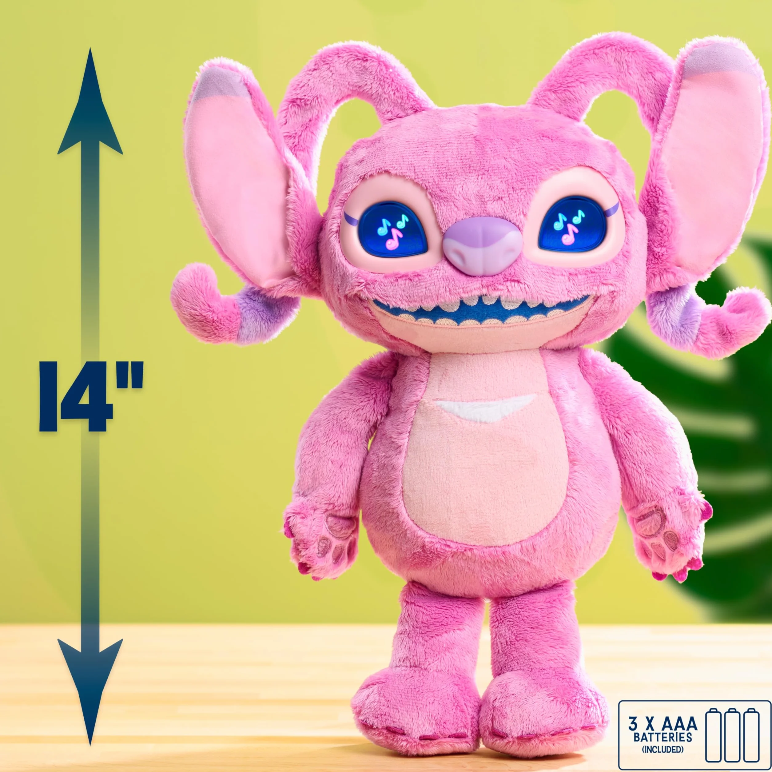 Disney Stitch Angel Many Moods 14-inch Interactive Plush, 50+ Sounds & Effects, Expressive LCD Eyes Show Her Moods, Toy for Fans, Girls, Boys, Kids 3 and Up by Just Play