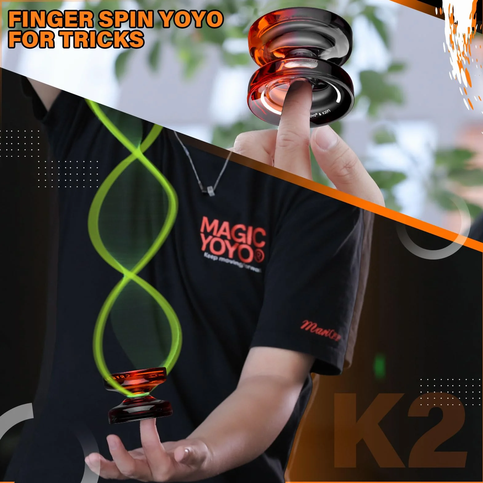 MAGICYOYO Crystal Yoyo K2 Profi JoJo dla dzieci i początkujących, Trick JoJo z bezczynnością i łożyskiem kulkowym, Magic Jo Jo do responsywnego i nieresponsywnego, z 12 sznurkami, walizką, akcesoriami