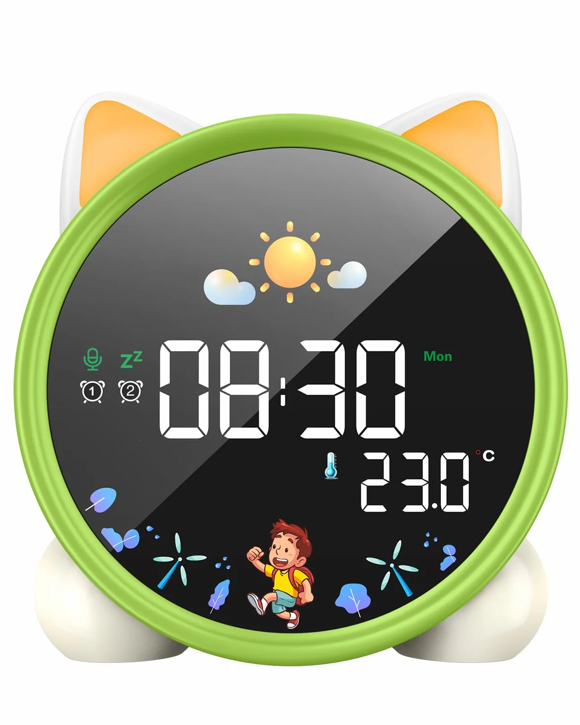Lemnoi Budzik dla dzieci, zegar trenera snu dla dzieci, zegar OK to Wake z trybem słońca i księżyca, odliczanie/timer, podwójny alarm, regulowane światło nocne, muzyka do spania, drzemka, temperatura