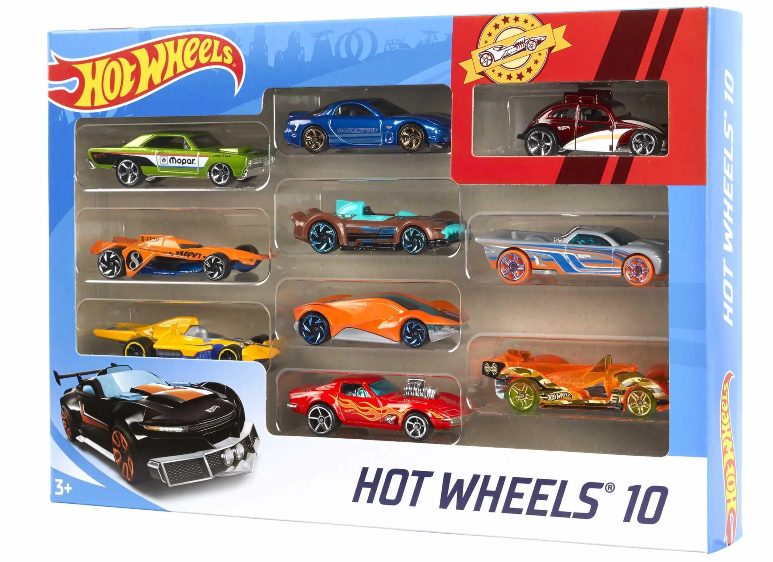 Hot Wheels - Zestaw 10 zabawkowych ciężarówek i samochodów w skali 1:64 dla dzieci i kolekcjonerów, style mogą się różnić, 54886
