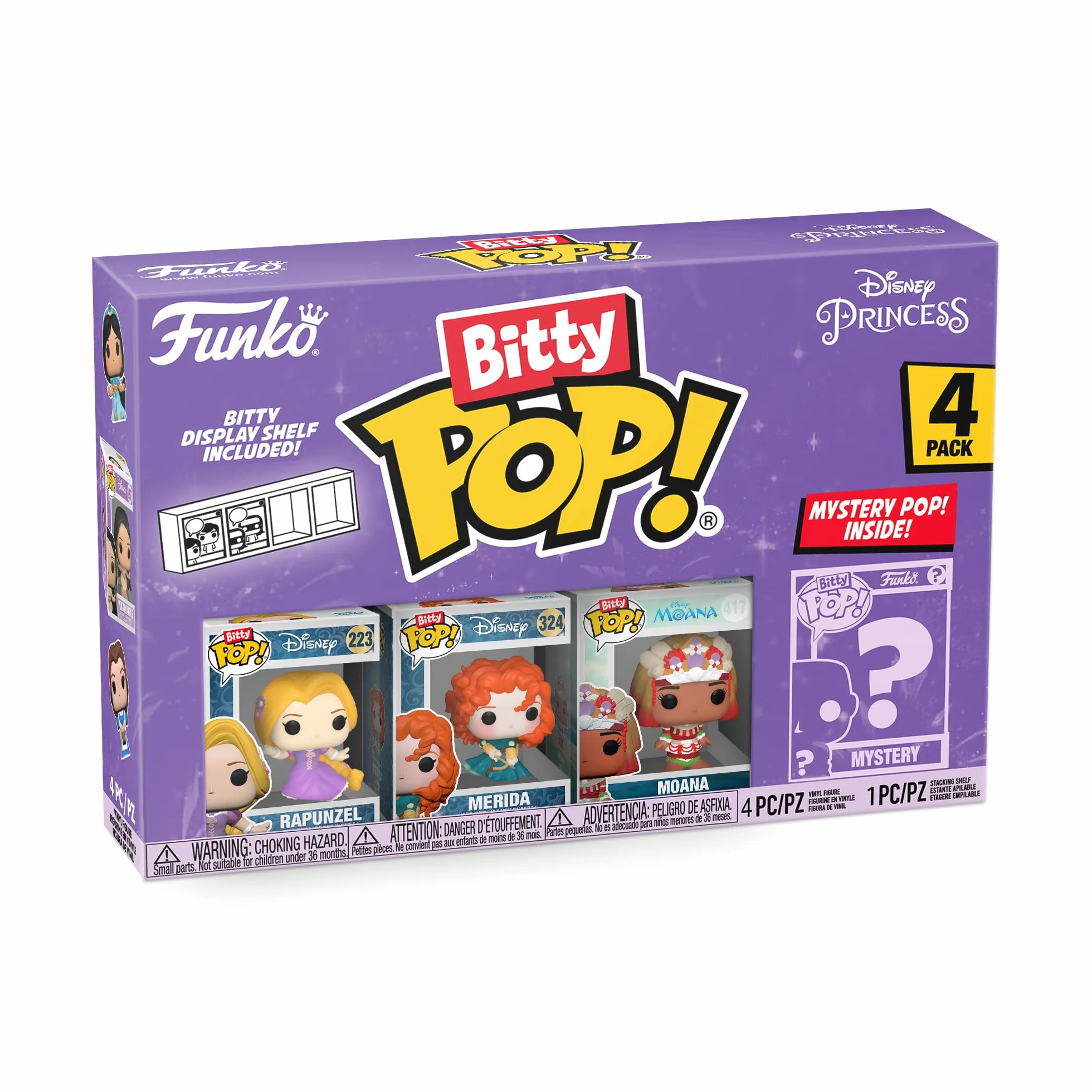 Funko Bitty Pop! Disney Princess - Roszpunka, Merida, Moana i tajemnicza mini-Figurynka z niespodzianką - 2,2 cm do kolekcjonowania - półka do układania w stos w zestawie - pomysł na prezent,
