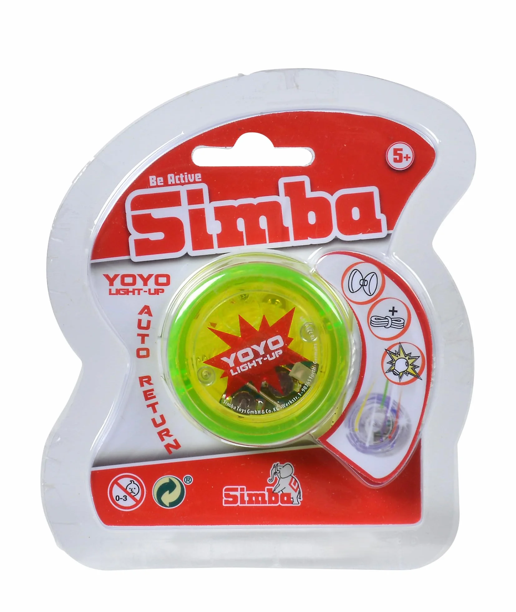 Simba 107230569 - YoYo Light-um, 3-krotnie posortowane, dostarczany jest tylko jeden artykuł, z efektem świetlnym, wolny bieg, zapasowy sznurek, od 5 lat