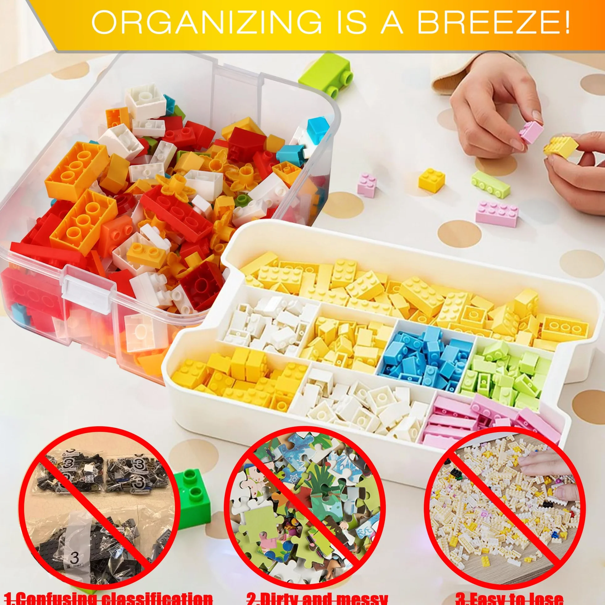 WillingHeart przezroczysty pojemnik na klocki Lego z pokrywką, układane w stos pudełko do sortowania zabawek