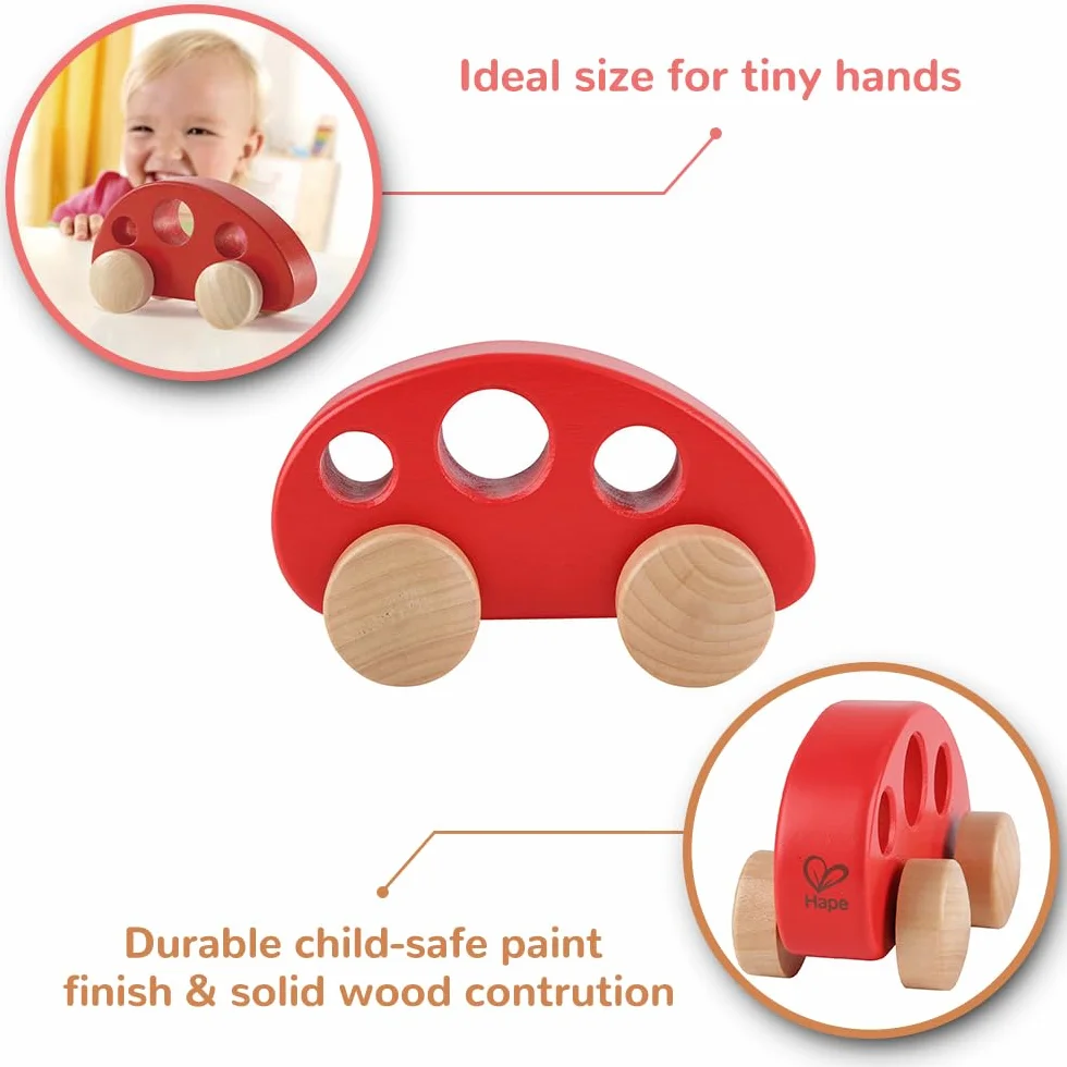 Hape E0052 Mini Van - Mini Van - Wooden Push and Pull Along Toy - Suitable for 10 months and up