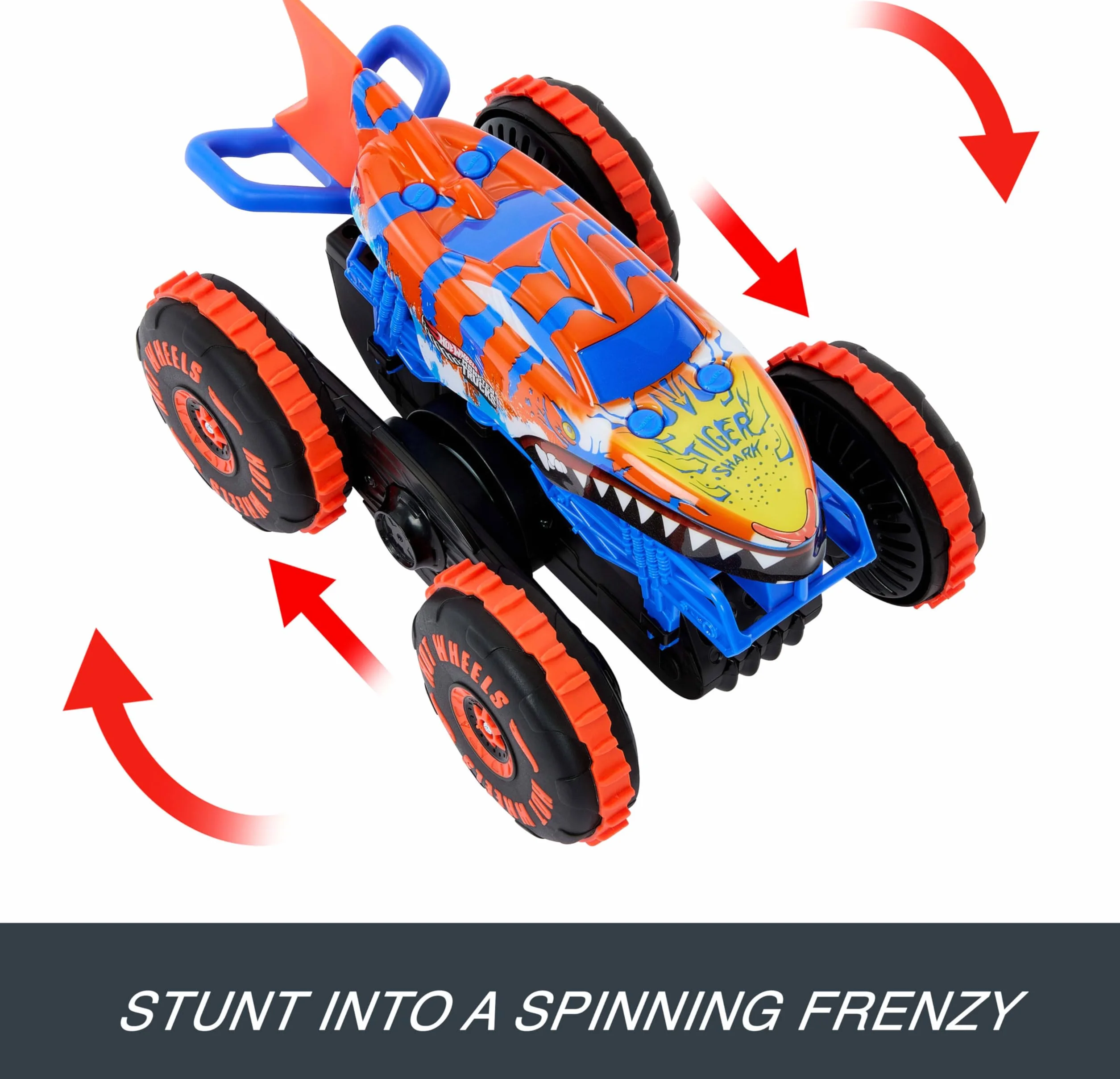 Hot Wheels Monster Trucks RC Tiger Shark Zdalnie Sterowany Pojazd z 3 Trybami Zabawy JFR39