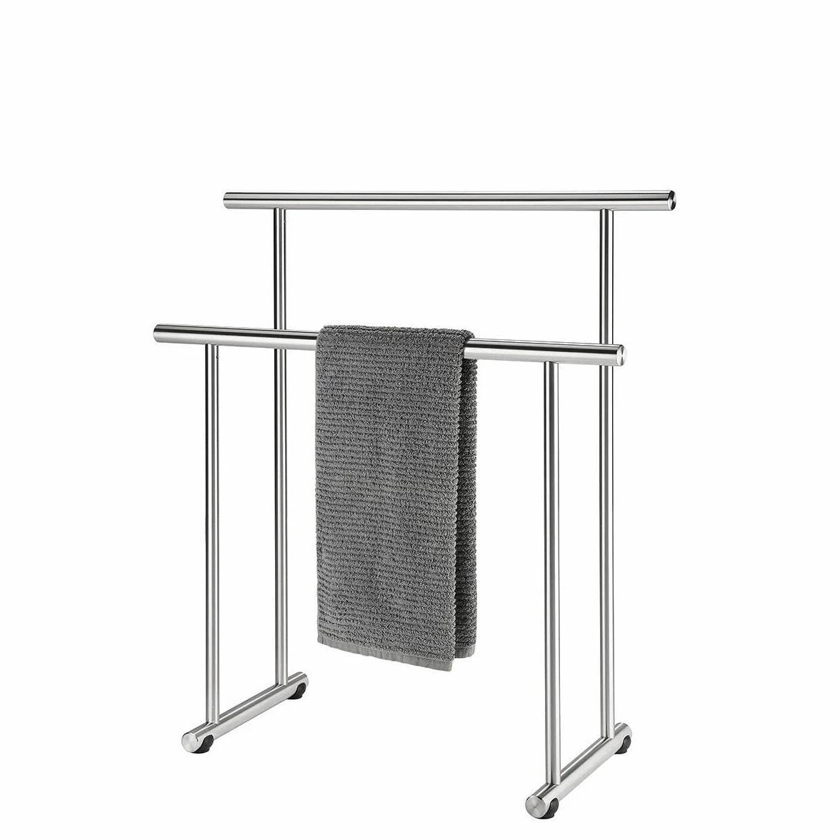 HISKA Masywny, stabilny wieszak na ręczniki ze stali nierdzewnej, wolnostojący wieszak na ręczniki, wys. x szer. x gł.: 86 x 76 x 32 cm lub w wybranej szerokości