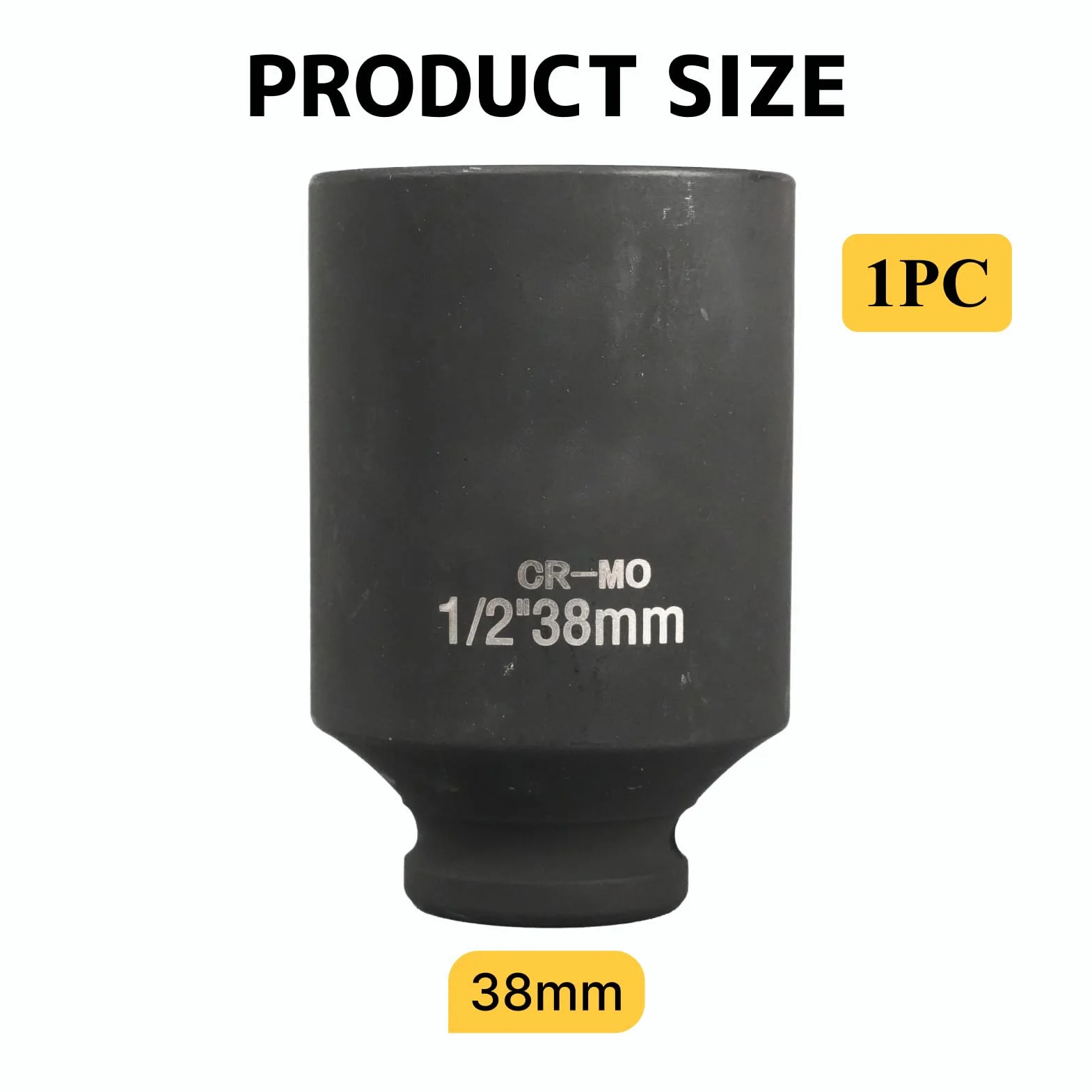 Gniazdo 38mm 1/2" 12-kątowe, nasadka udarowa 1/2 38 mm stal chromowo-molibdenowa CR-MO(czarna)
