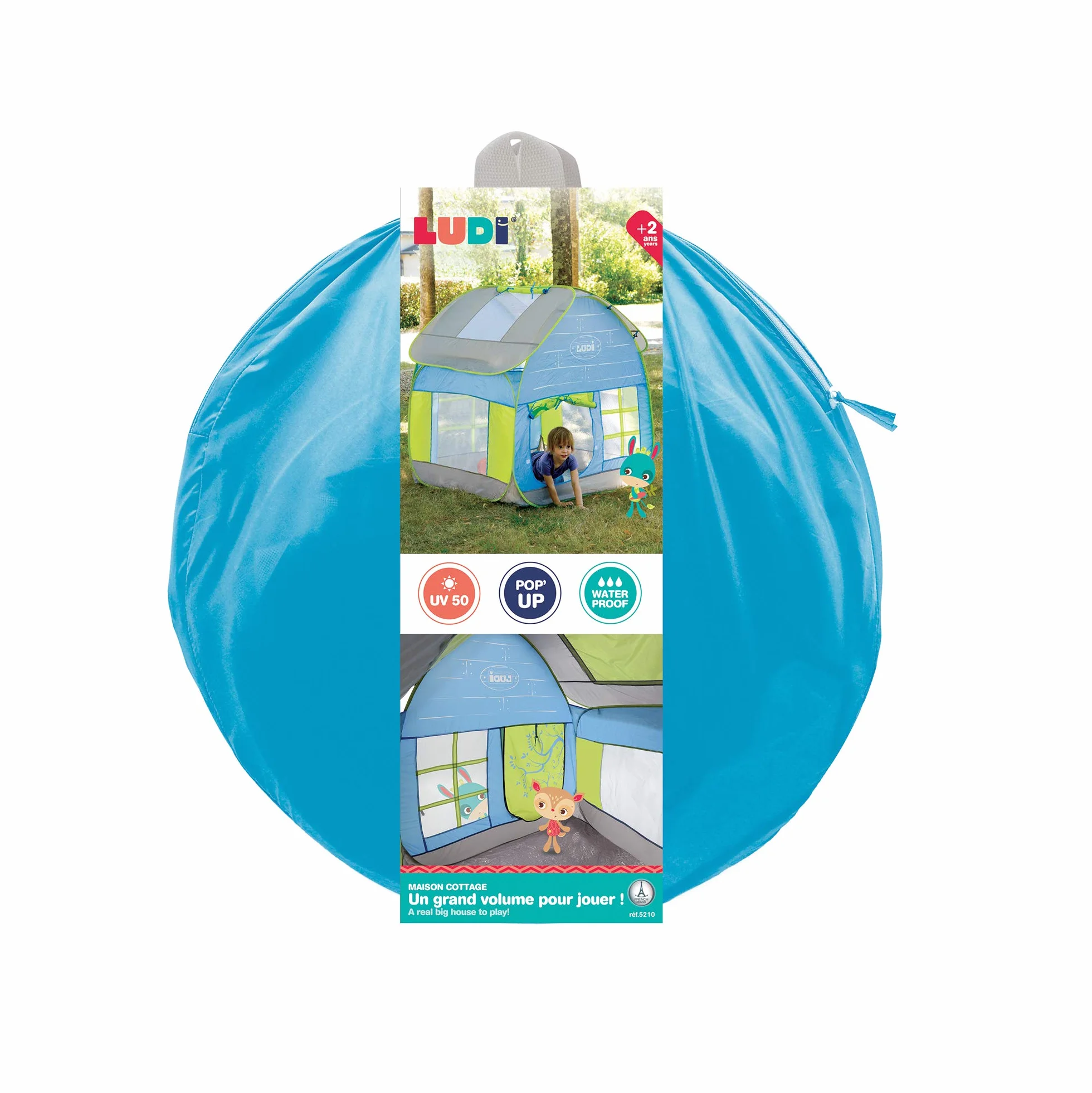 LUDI - Domek ogrodowy Pop Up, domek letniskowy - duży namiot do zabawy, odporna tkanina anty-UV, izolacja podłogi, duża wentylacja - łatwy do zainstalowania i przechowywania system Pop Up - od 2 lat