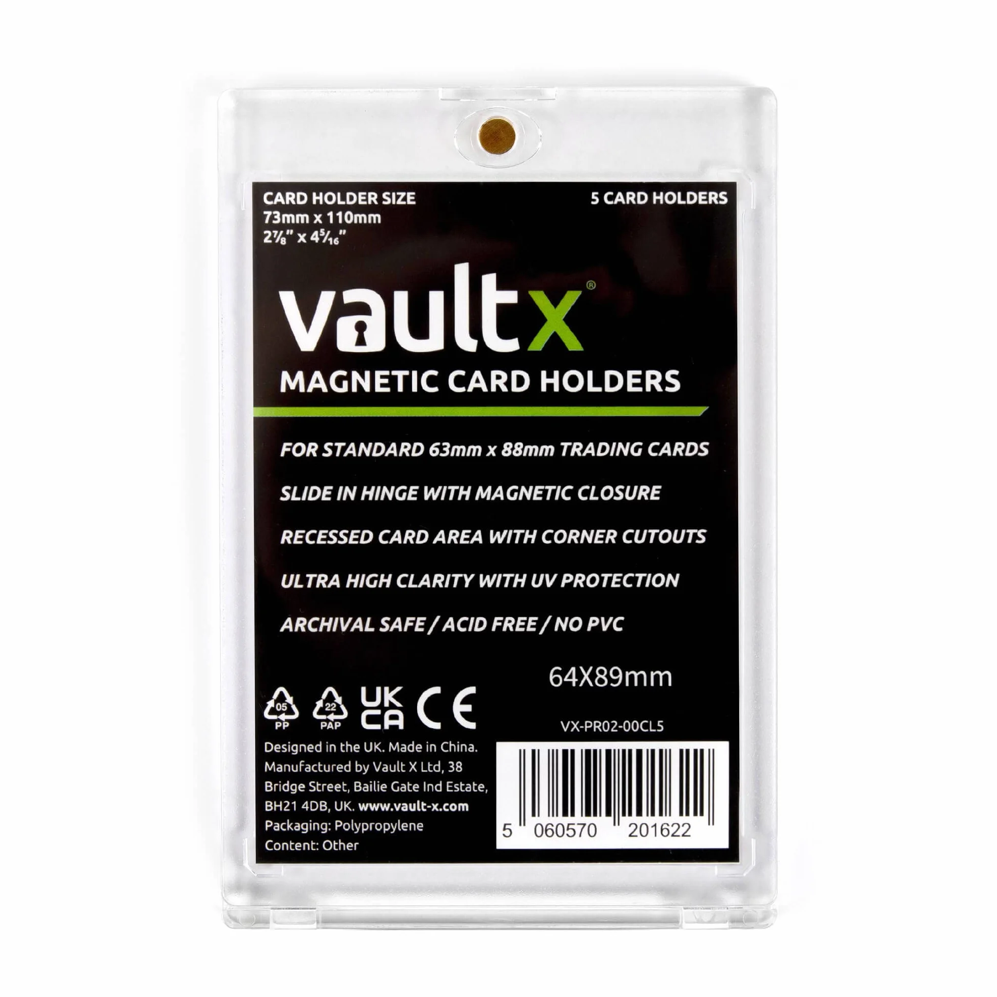 Vault X magnetyczne etui na karty 35pt do kart kolekcjonerskich, jednoczęściowe twarde opakowania z ochroną UV, przezroczysta ekspozycja do gier kolekcjonerskich, sportowych, TCG (opakowanie 5 szt.)