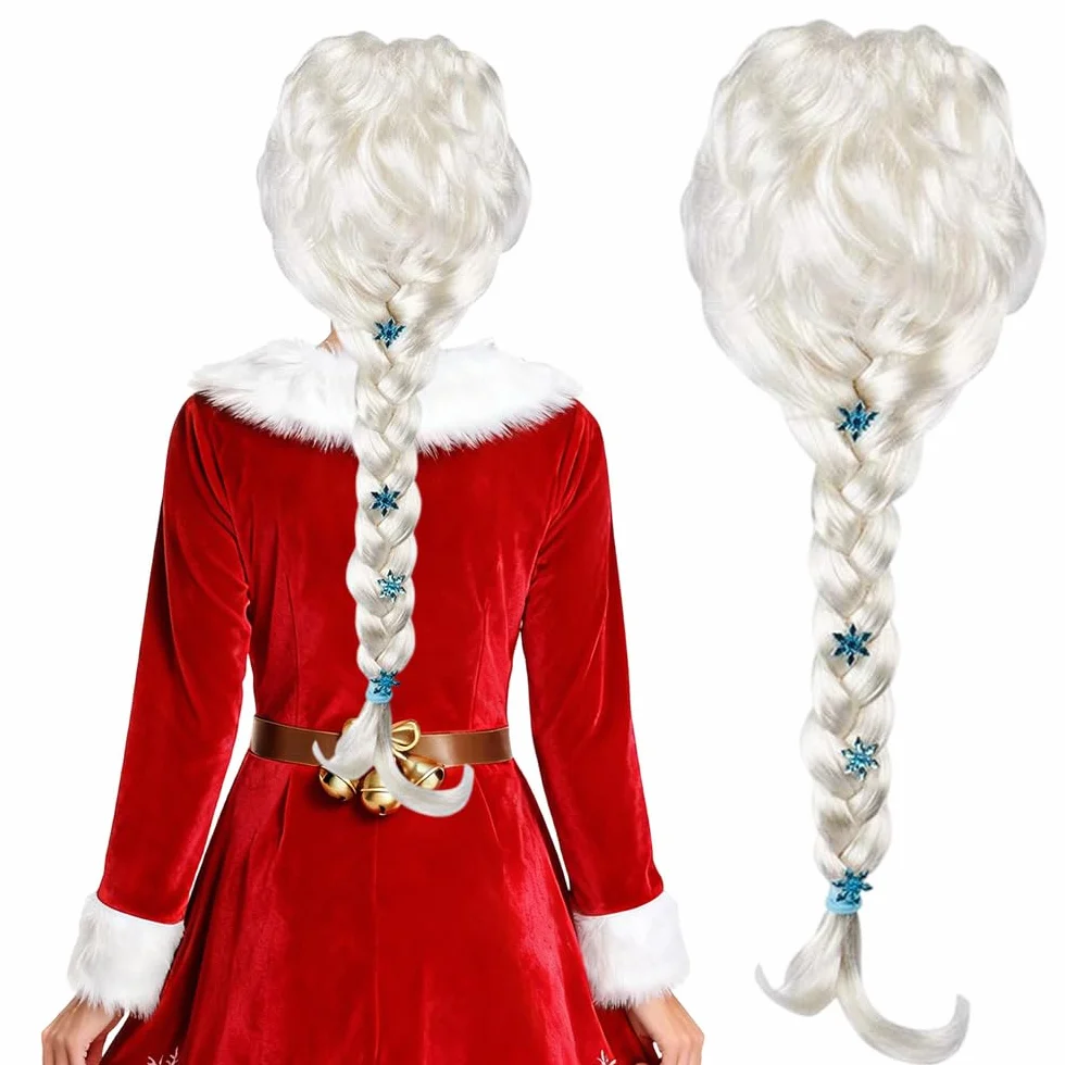 Elsa peruka, peruka księżniczki, roszpunka, warkocz, roszpunka, peruka kostiumowa, na Boże Narodzenie, Halloween, karnawał, cosplay, maska dla dziewczynek od 14 lat