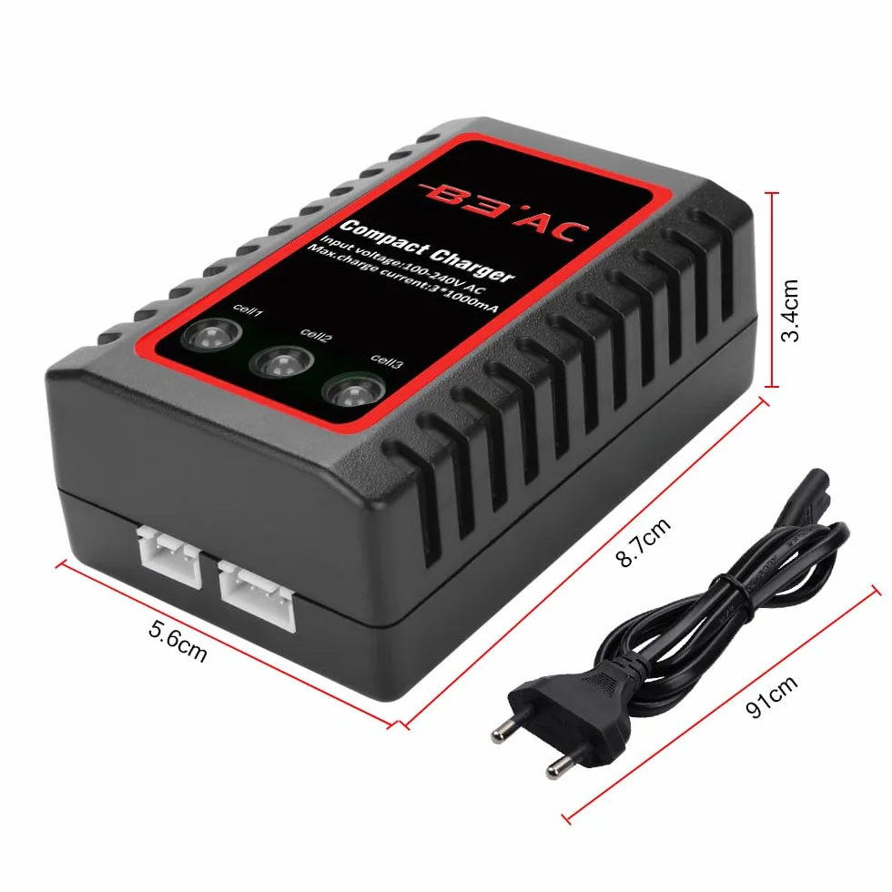 Haisito B3 Lipo ładowarka do akumulatora 2S 3S (7,4 V, 11,1 V), kompaktowa szybka ładowarka Airsoft (100-240 V) do RC Quadcopter RC Drone Car Boat