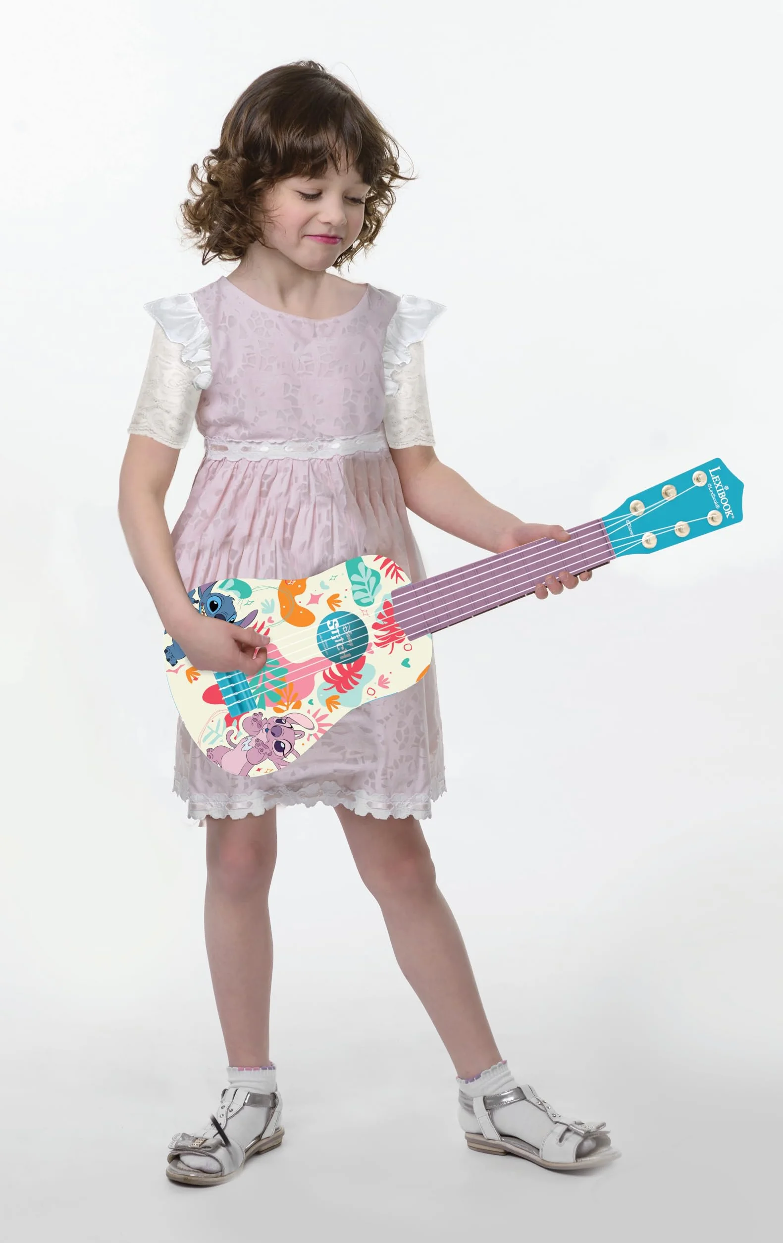 Lexibook, Disney Stitch, Moja Gitara dla Dzieci, 6 Nylonowych Strun, 53 cm, Dołączony Przewodnik, Niebieska, K200D