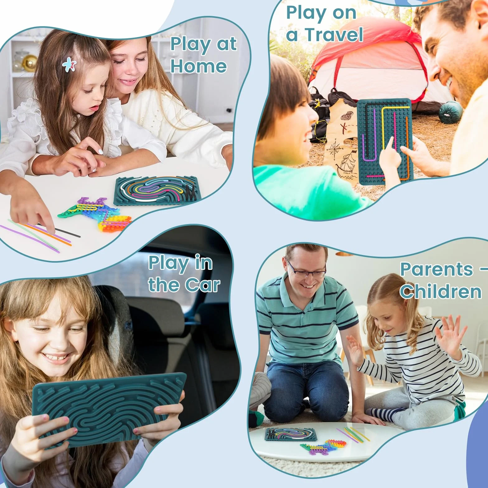 2 sztuki zabawek sensorycznych, silikonowa dwustronna zabawka autystyczna, sensory play z 31 silikonowymi sznurkami, zabawki sensoryczne z torbą podróżną, dla dzieci do redukcji stresu