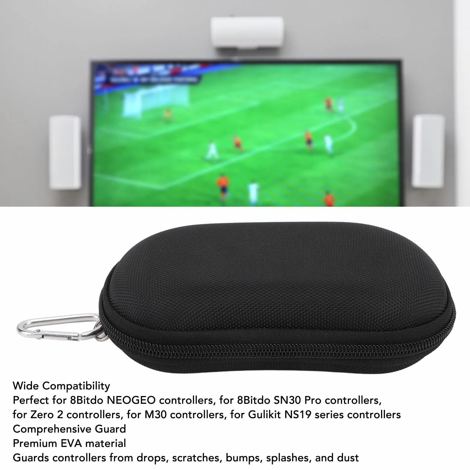 Etui na kontroler 8Bitdo NEOGEO, SN30 Pro, Zero 2, M30 - Twarde etui podróżne z EVA, Zamek błyskawiczny, Czarny